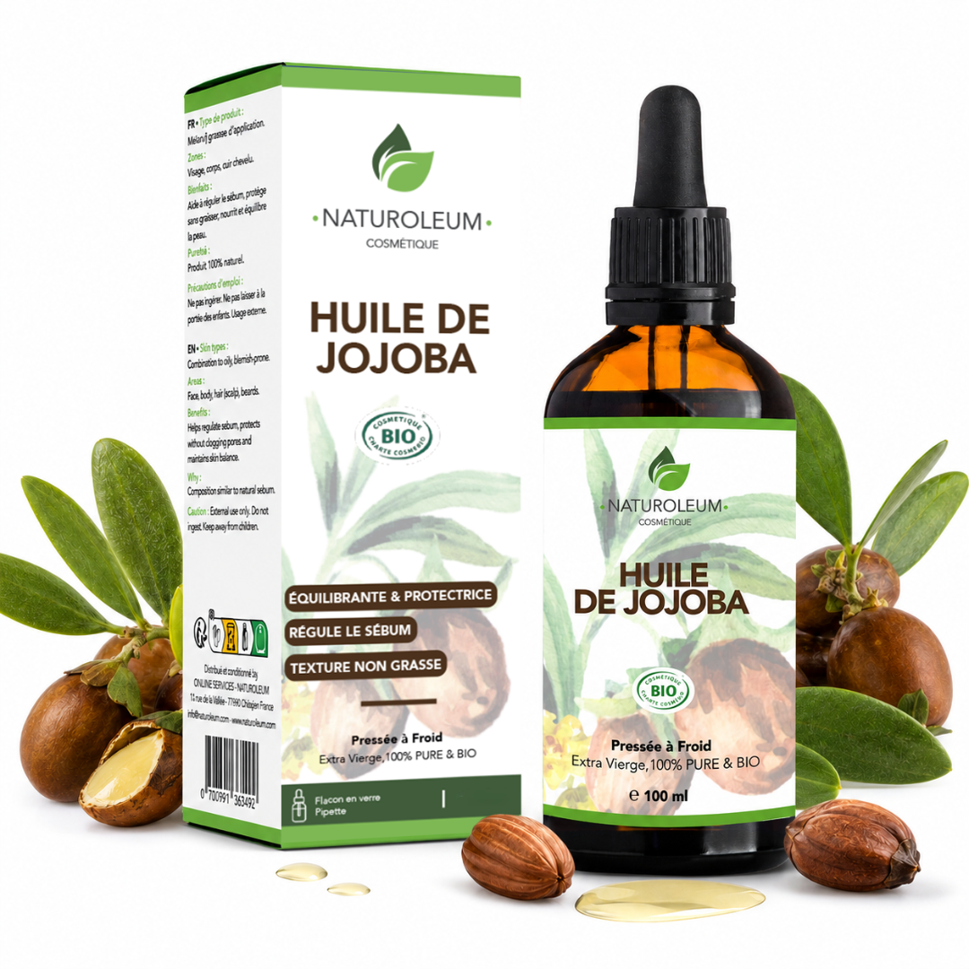 Perfect Skin – 100% Pure Cold Pressed Organic Jojoba Oil – Face, Body, Hair – Sebum-regulating, Rebalancing, Non-comedogenic – Pipette - 100 ml – Made in France
