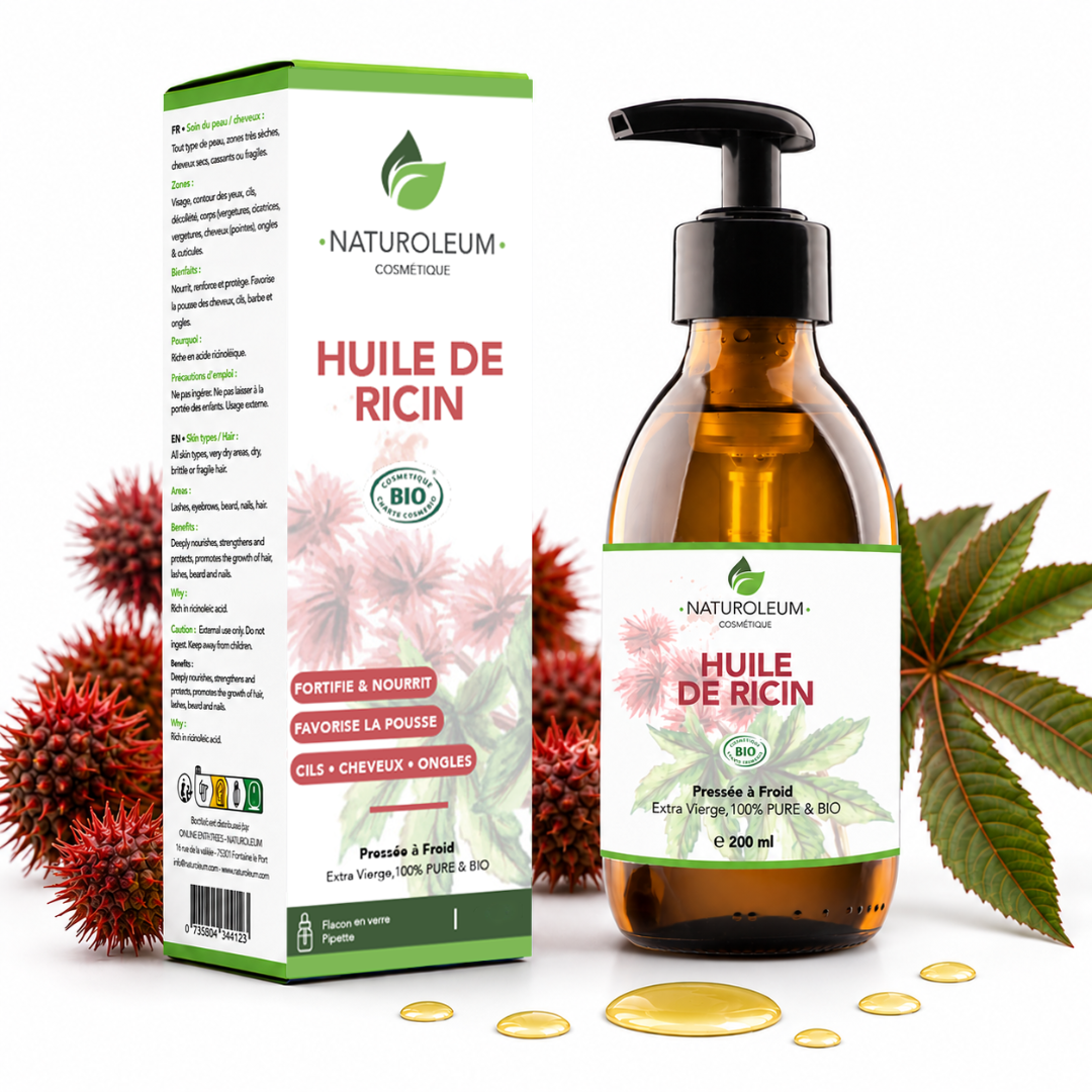 Natural Force – Pure Organic Cold Pressed Castor Oil – Hair, Eyelashes, Nails – Fortifying, Growth, Repairing – Dosing Pump – 200 ml – Made in France