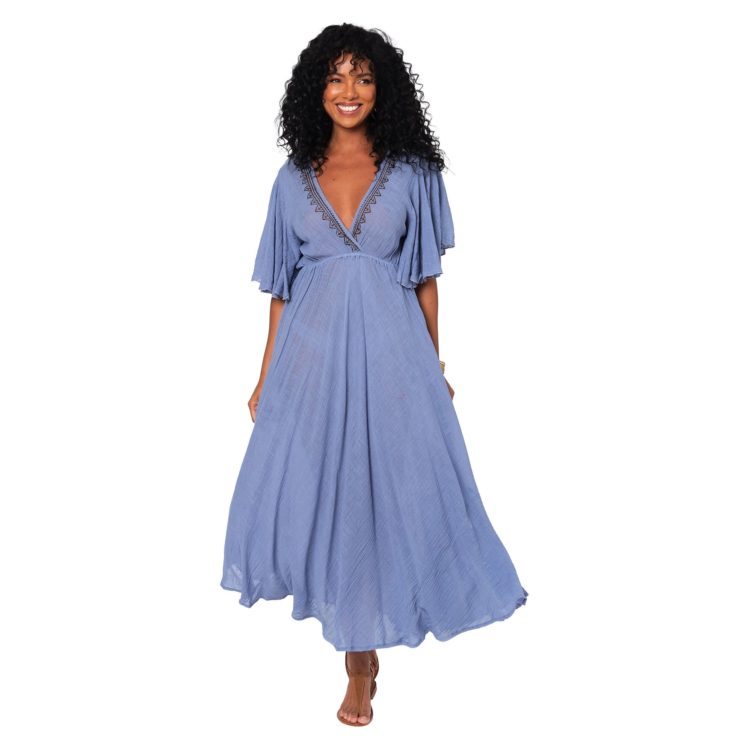 LANGES SOMMERKLEID MIT KURZEN ÄRMELN MBM3015A