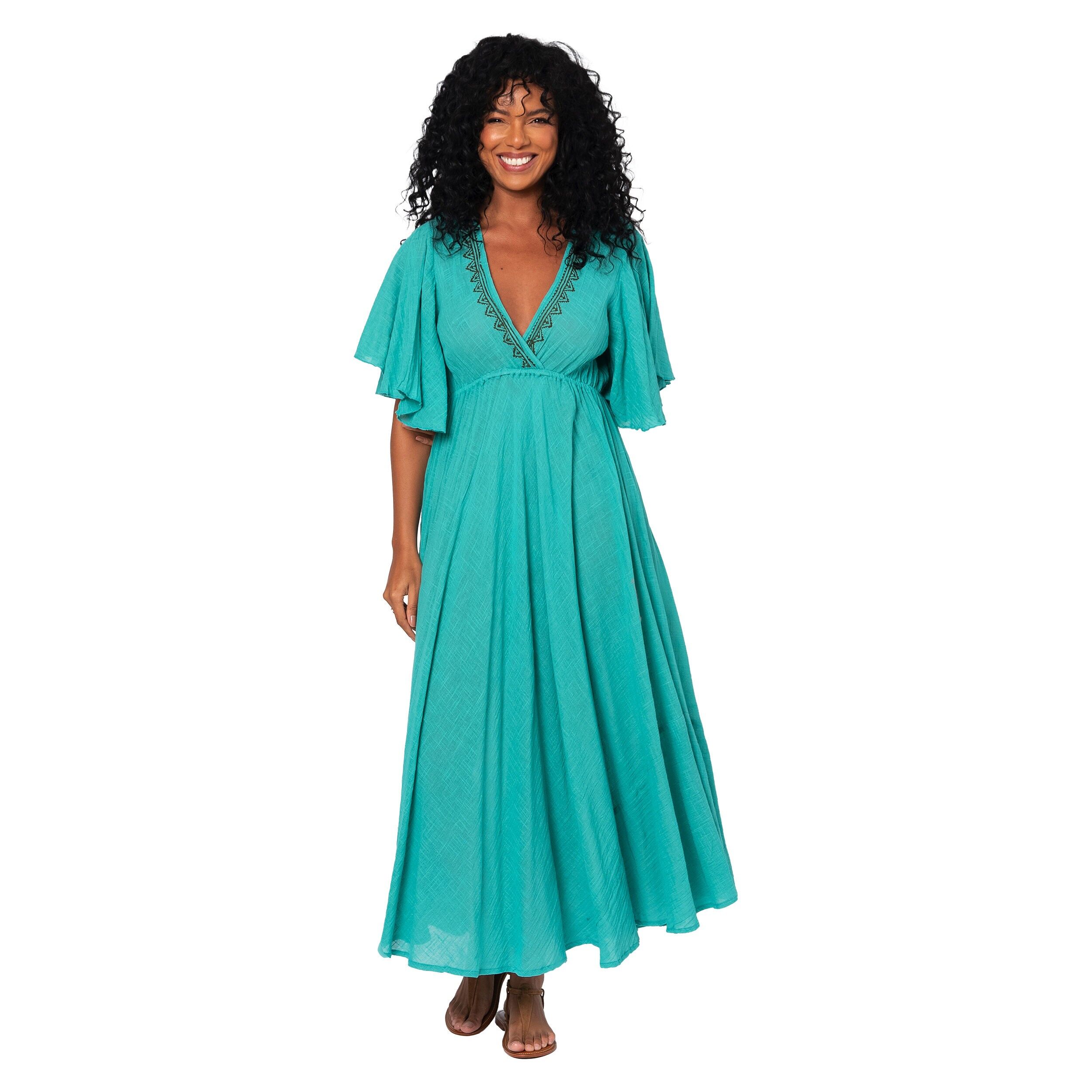 LANGES SOMMERKLEID MIT KURZEN ÄRMELN MBM3015B