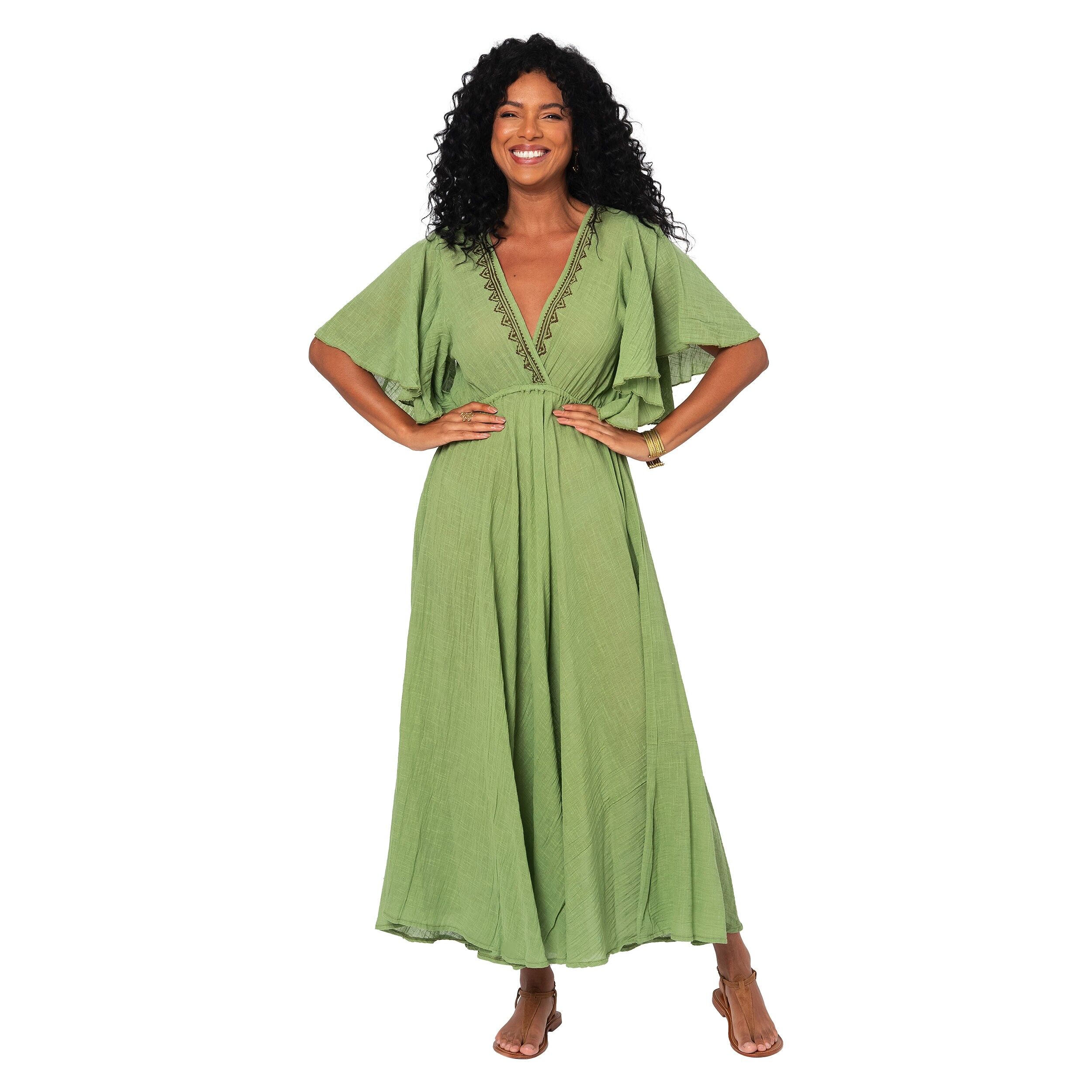 LANGES SOMMERKLEID MIT KURZEN ÄRMELN MBM3015F
