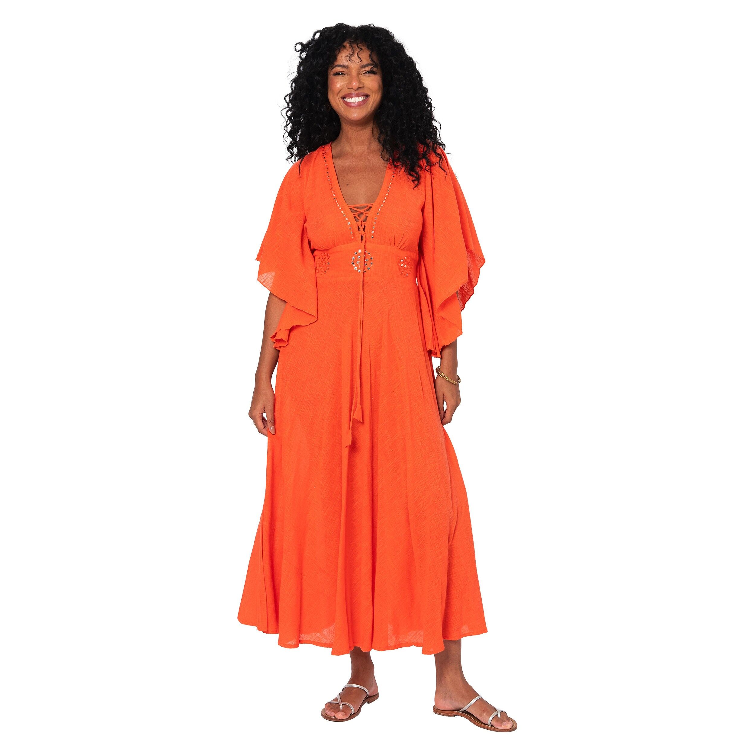 LANGES SOMMERKLEID MIT KURZEN ÄRMELN MBM3016A