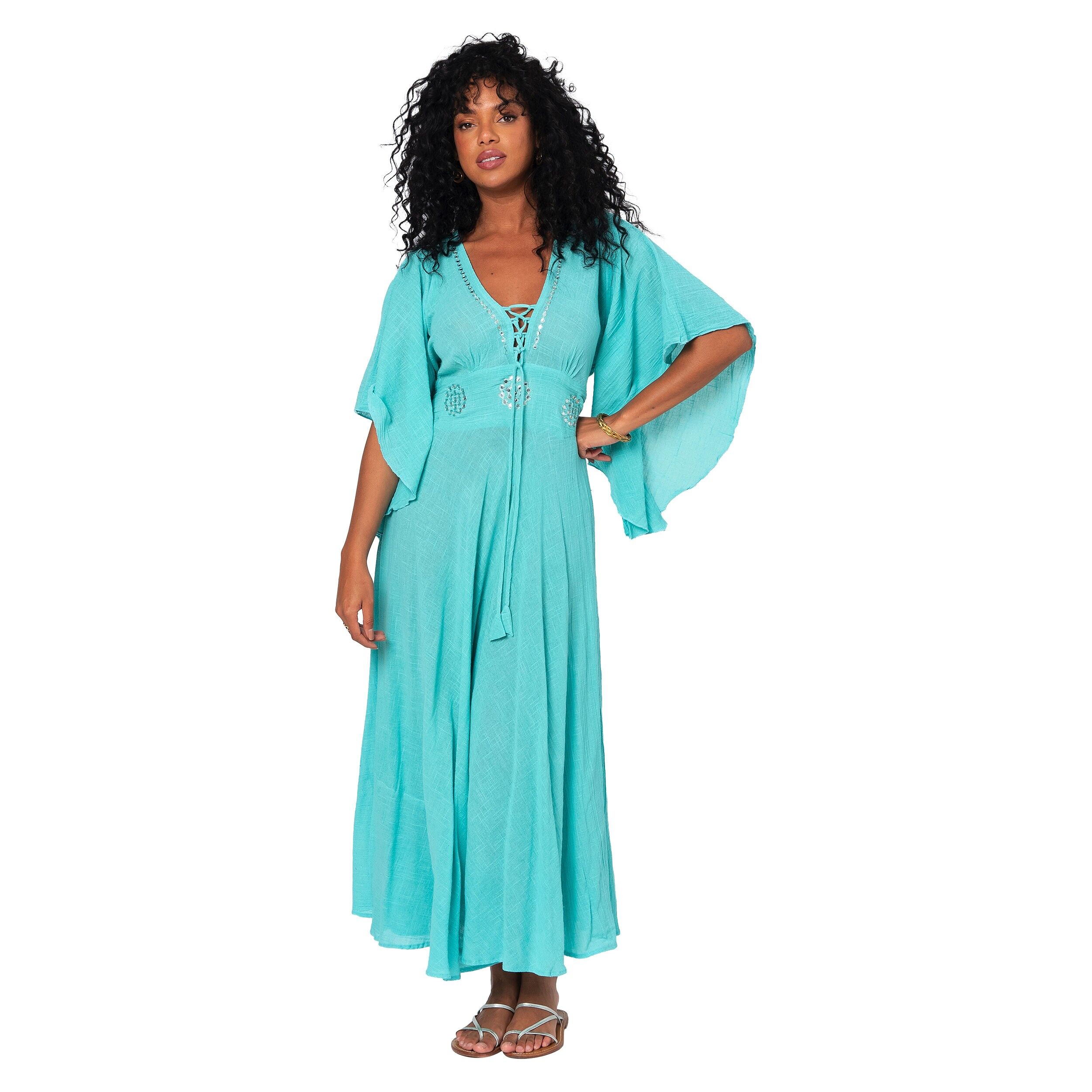 LANGES SOMMERKLEID MIT KURZEN ÄRMELN MBM3016B