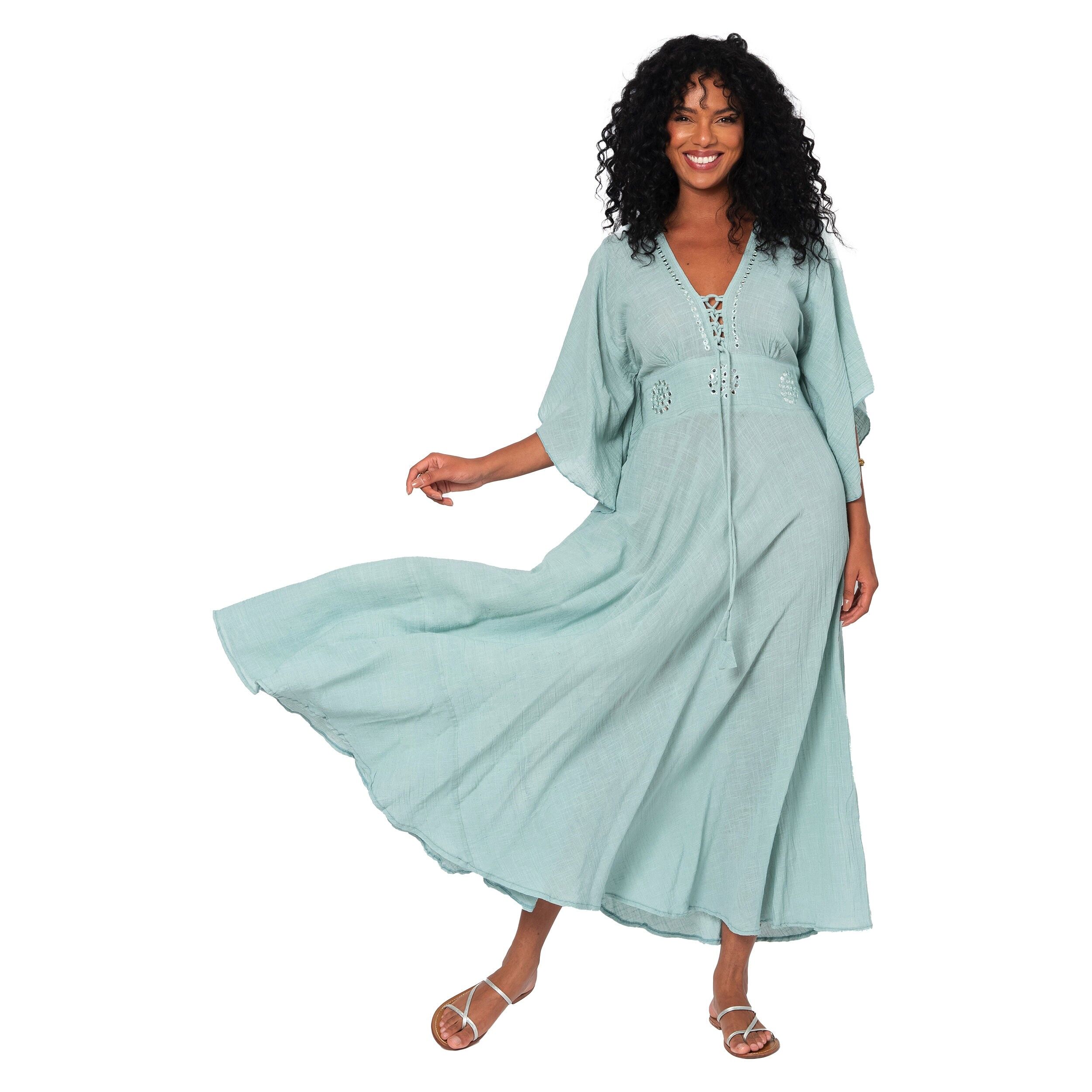 LANGES SOMMERKLEID MIT KURZEN ÄRMELN MBM3016F