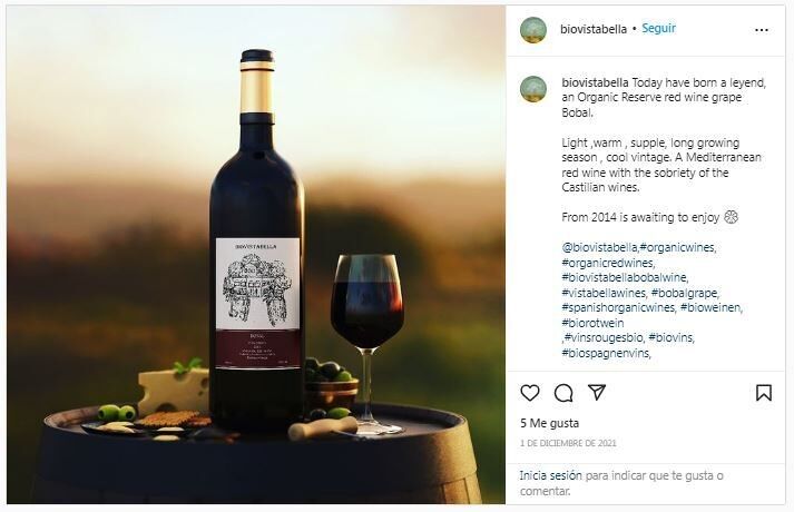 Vino Tinto afrutado- BIO - Uva Tempranillo. 750 ml