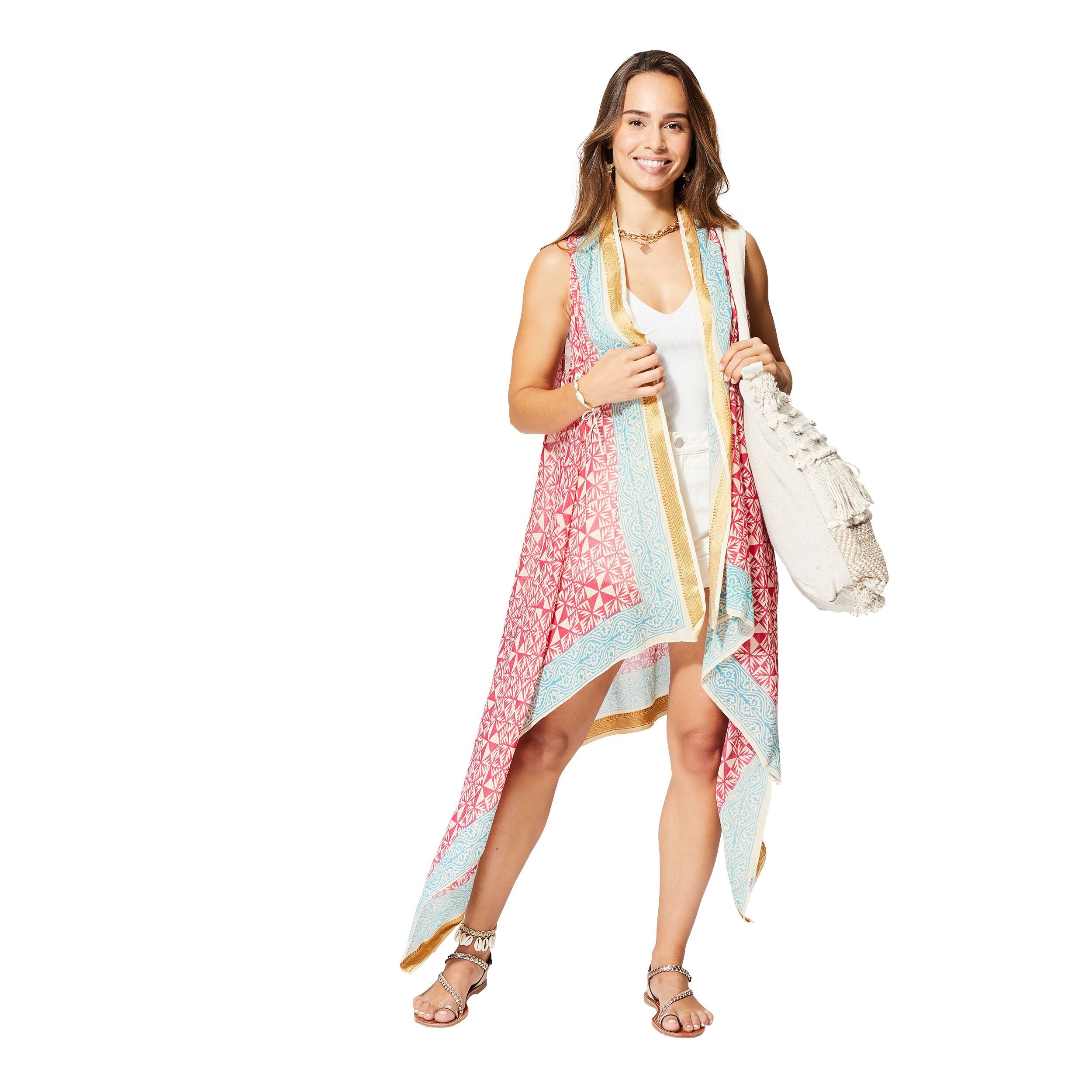 MITTELLANGER ÄRMELLOSER SOMMERKIMONO KIM8500B