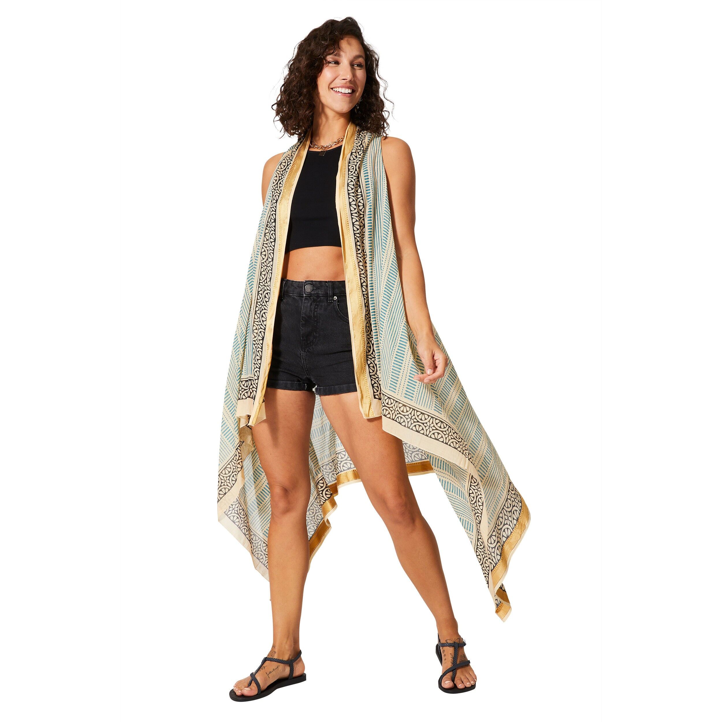 MITTELLANGER ÄRMELLOSER SOMMERKIMONO KIM8500F