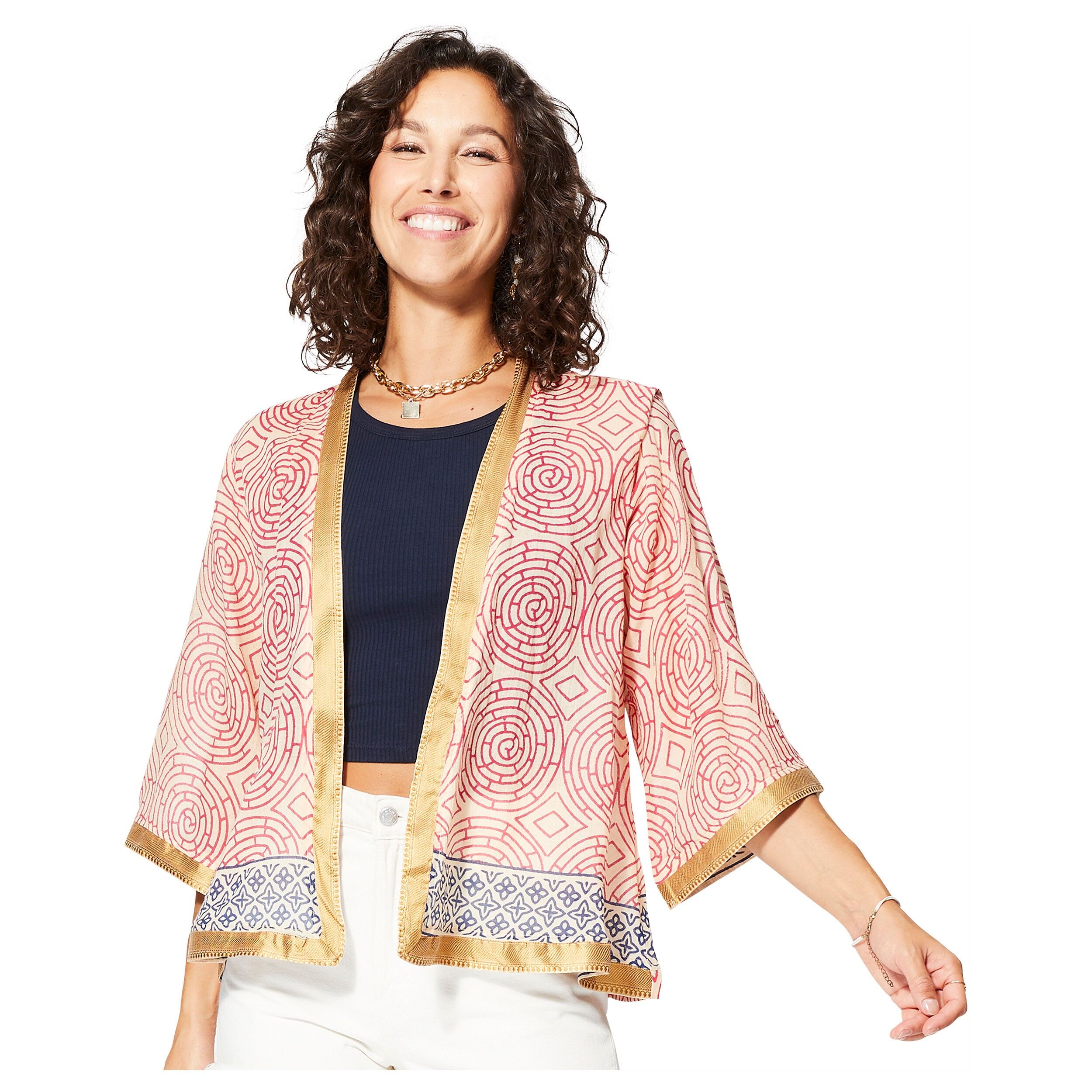 KURZER SOMMERKIMONO 3/4 ÄRMEL KIM8502D