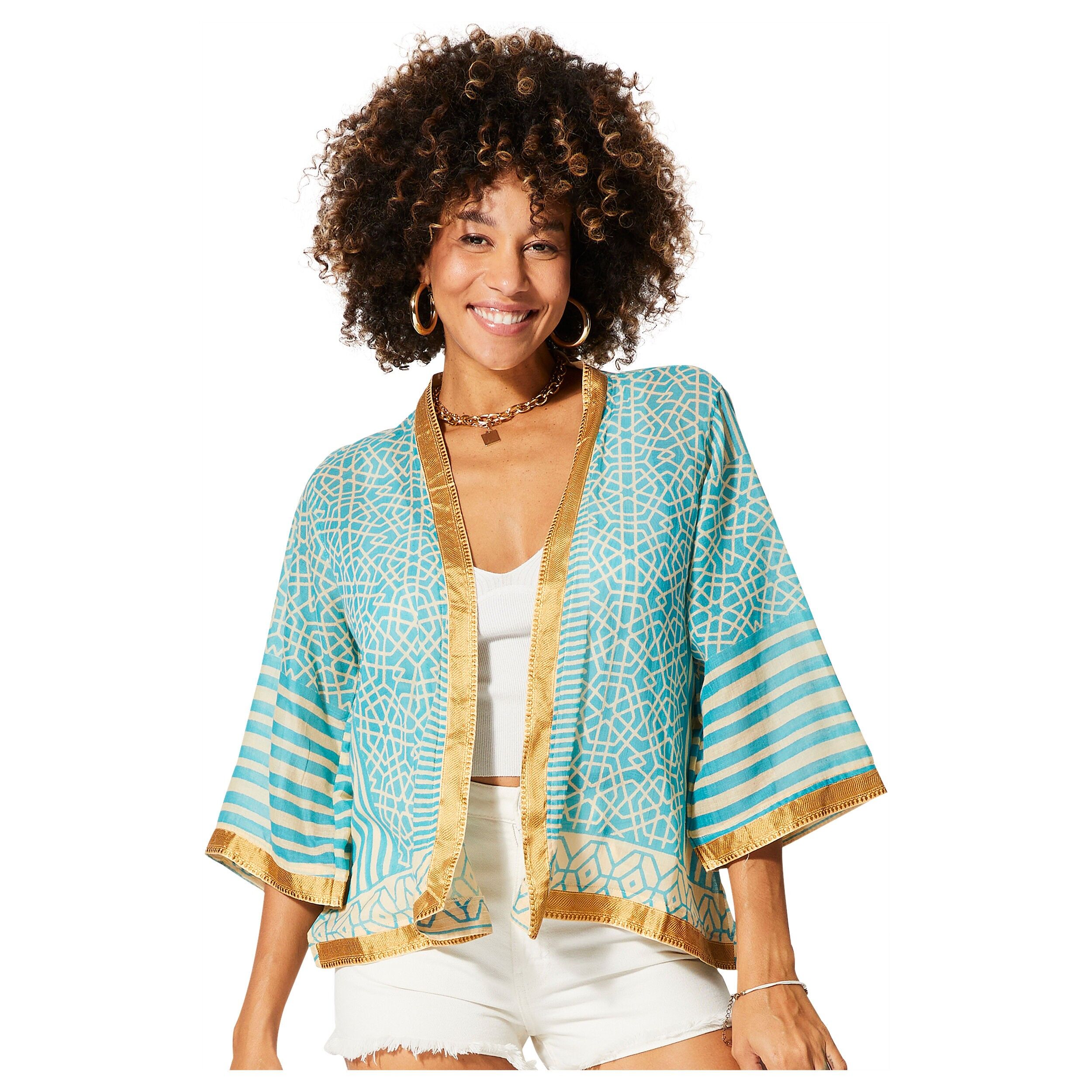 KURZER SOMMERKIMONO 3/4 ÄRMEL KIM8503E