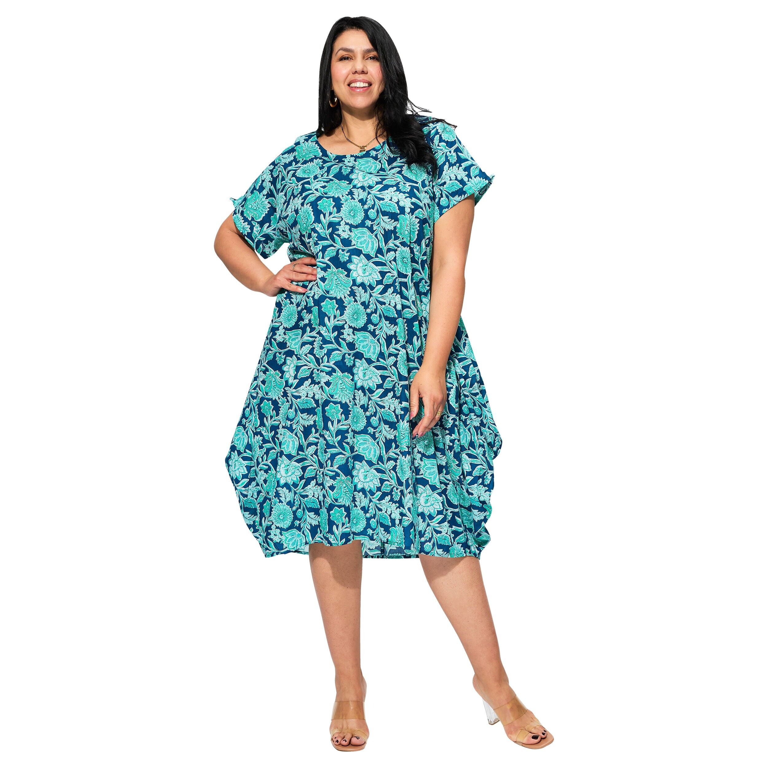 KURZÄRMELIGES MITTELLANGES SOMMERKLEID ROP0176E