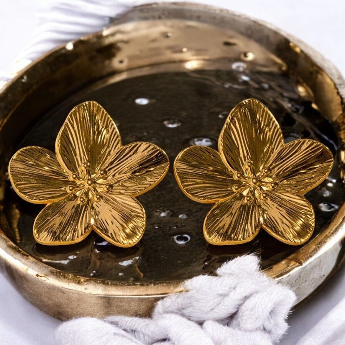 Boucles d'oreilles "ELIXIR SIMPLE" en acier inoxydable doré