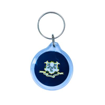 Round Acrylic Keychain - Connecticut State Flag - USA