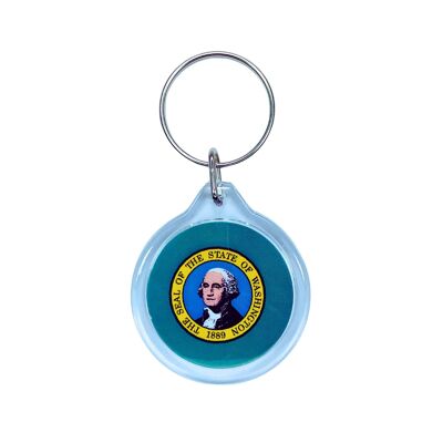 Round Acrylic Keychain - Washington State Flag - USA