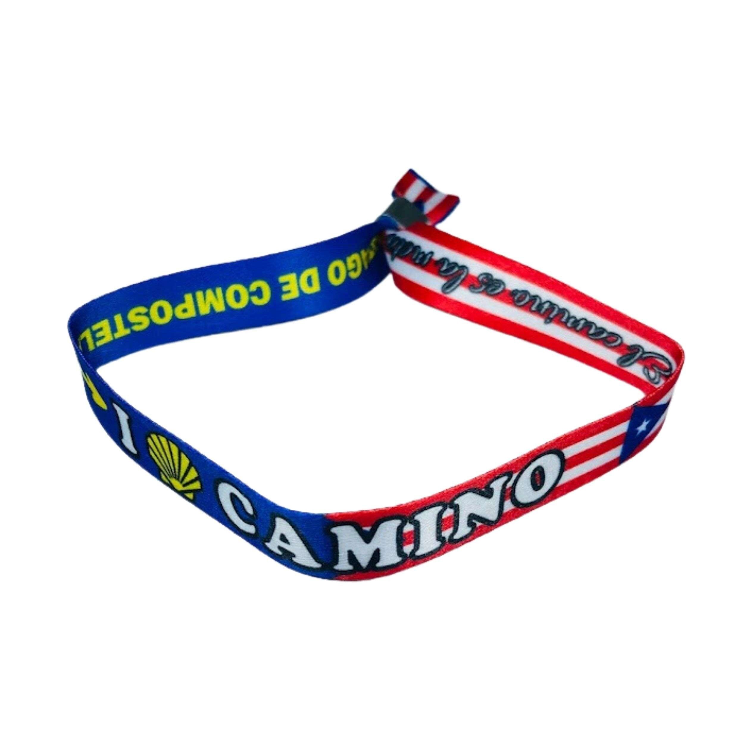 Bracelet - J'aime le chemin de Saint-Jacques-de-Compostelle - Drapeau portoricain - P2831