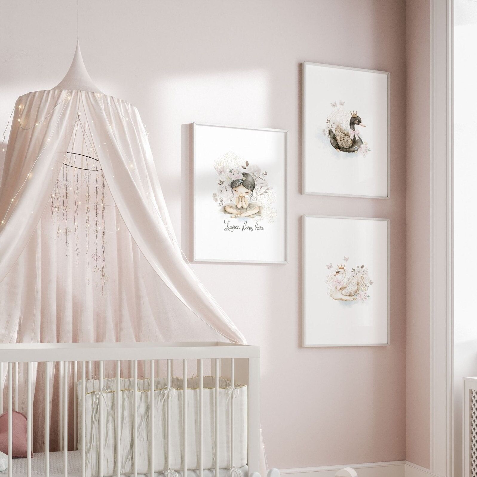 Impression cygne | Ensemble de 3 impressions d'art mural