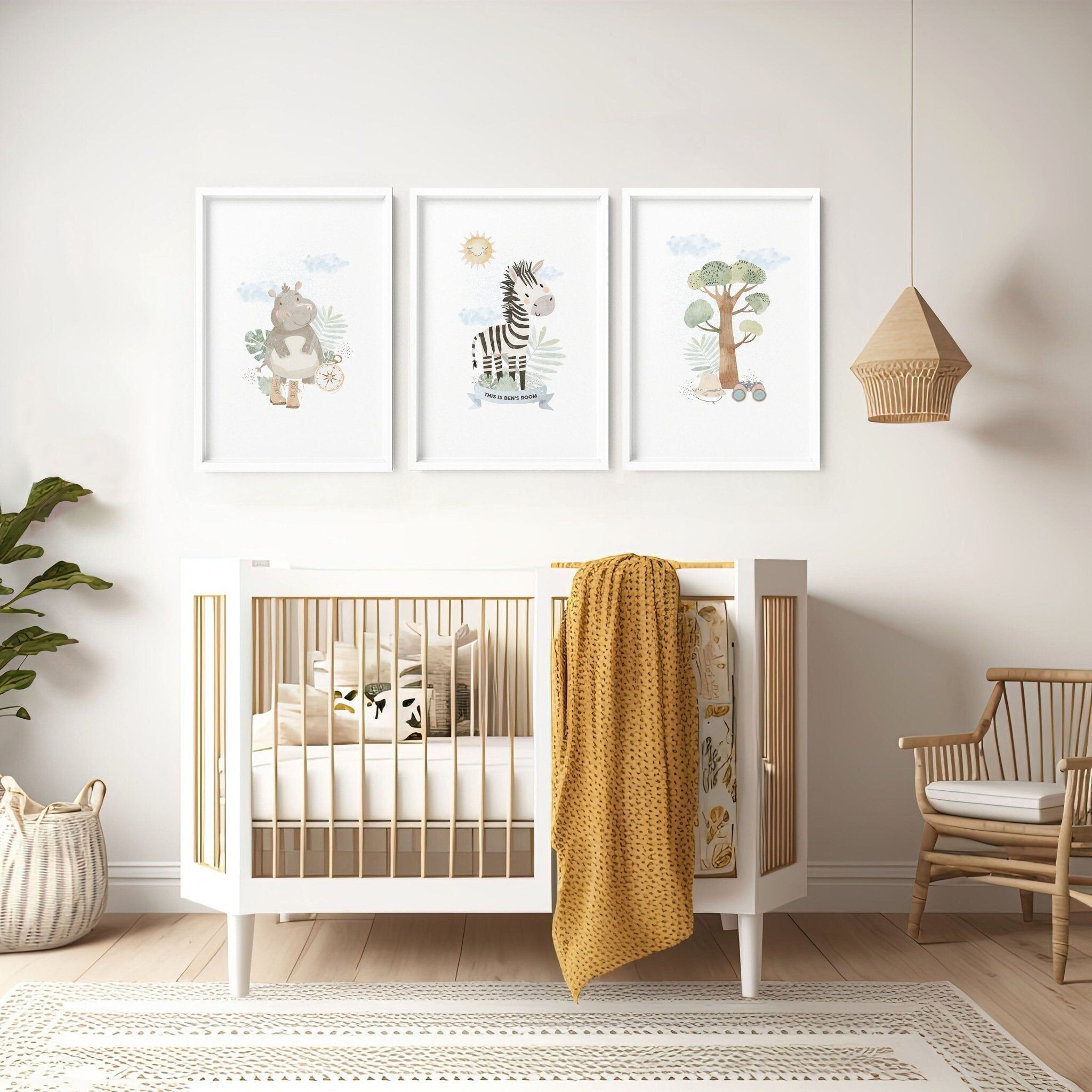 Stampa Safari Nursery | Set di 3 stampe artistiche da parete