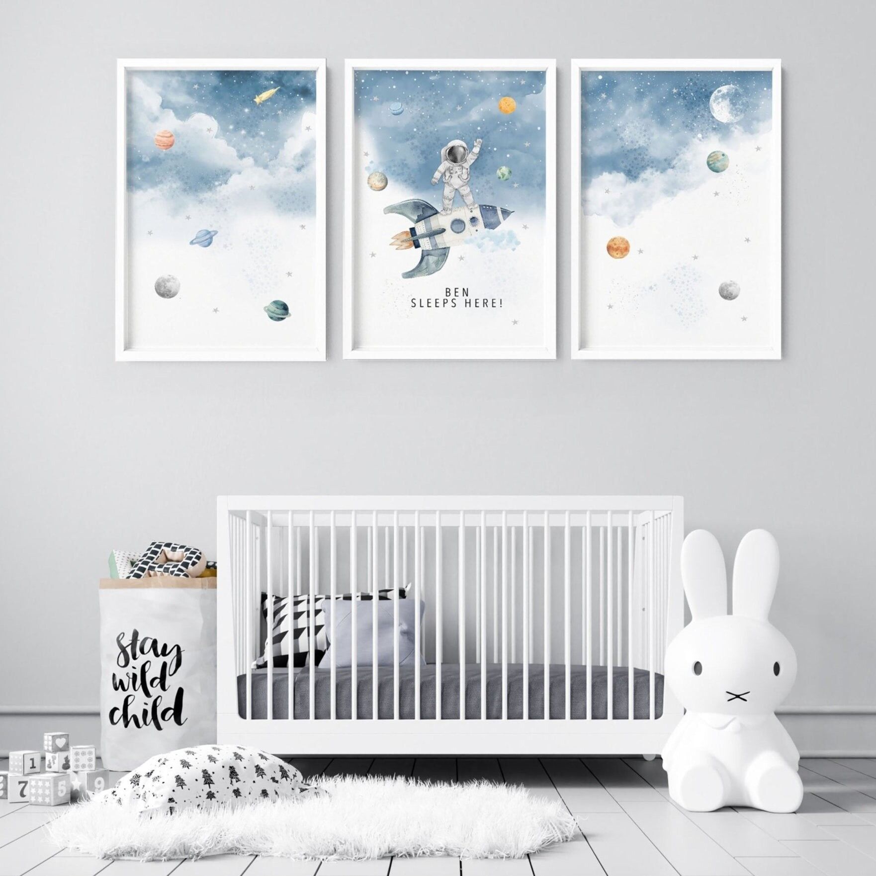 Space Nursery | Set di 3 stampe artistiche da parete