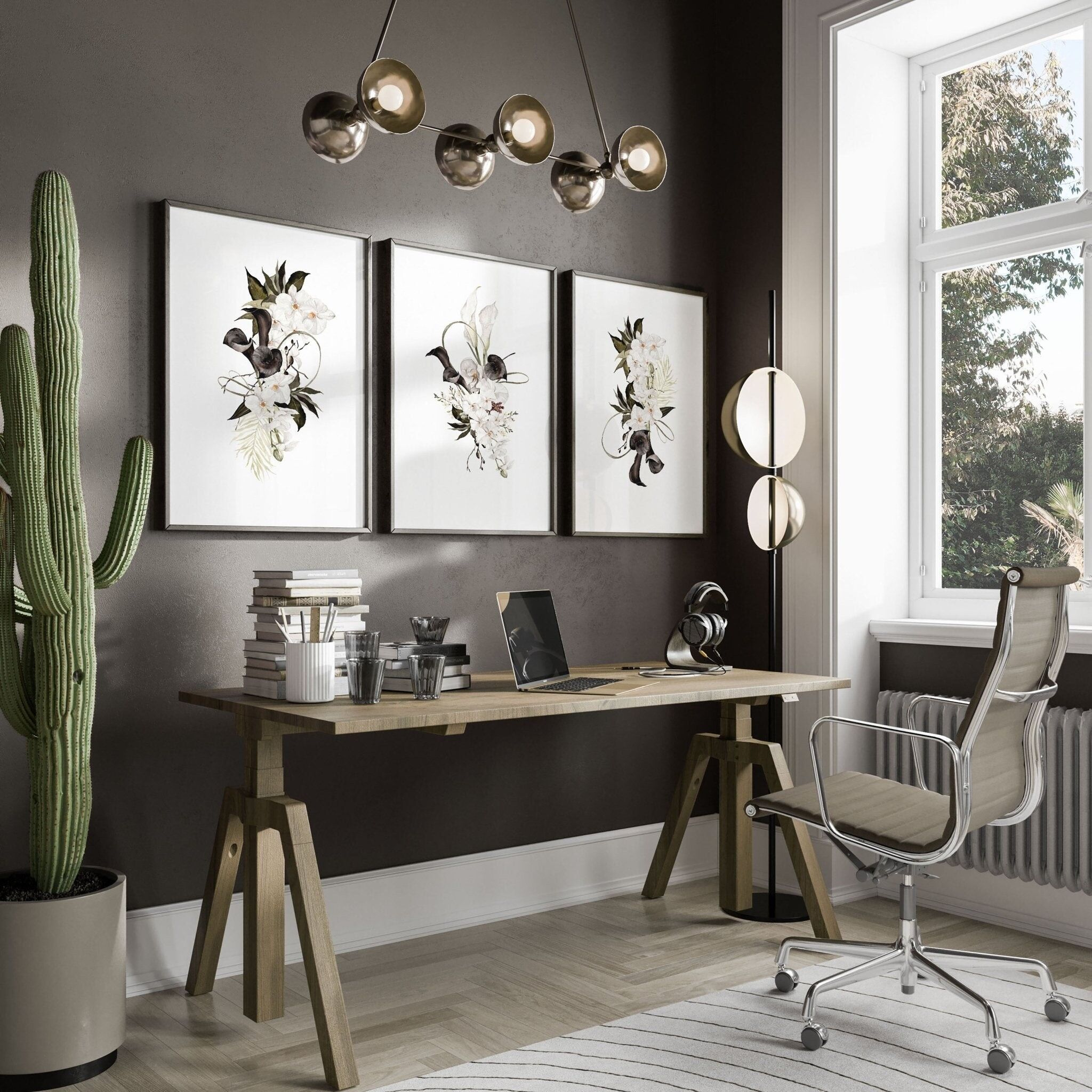 Idee per la decorazione delle pareti dell'ufficio | Set di 3 stampe artistiche da parete