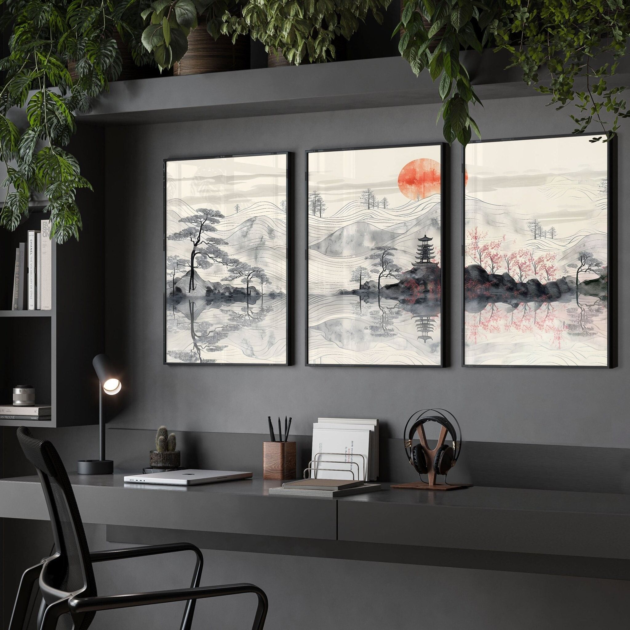 Home Office Wall | Set di 3 stampe artistiche da parete