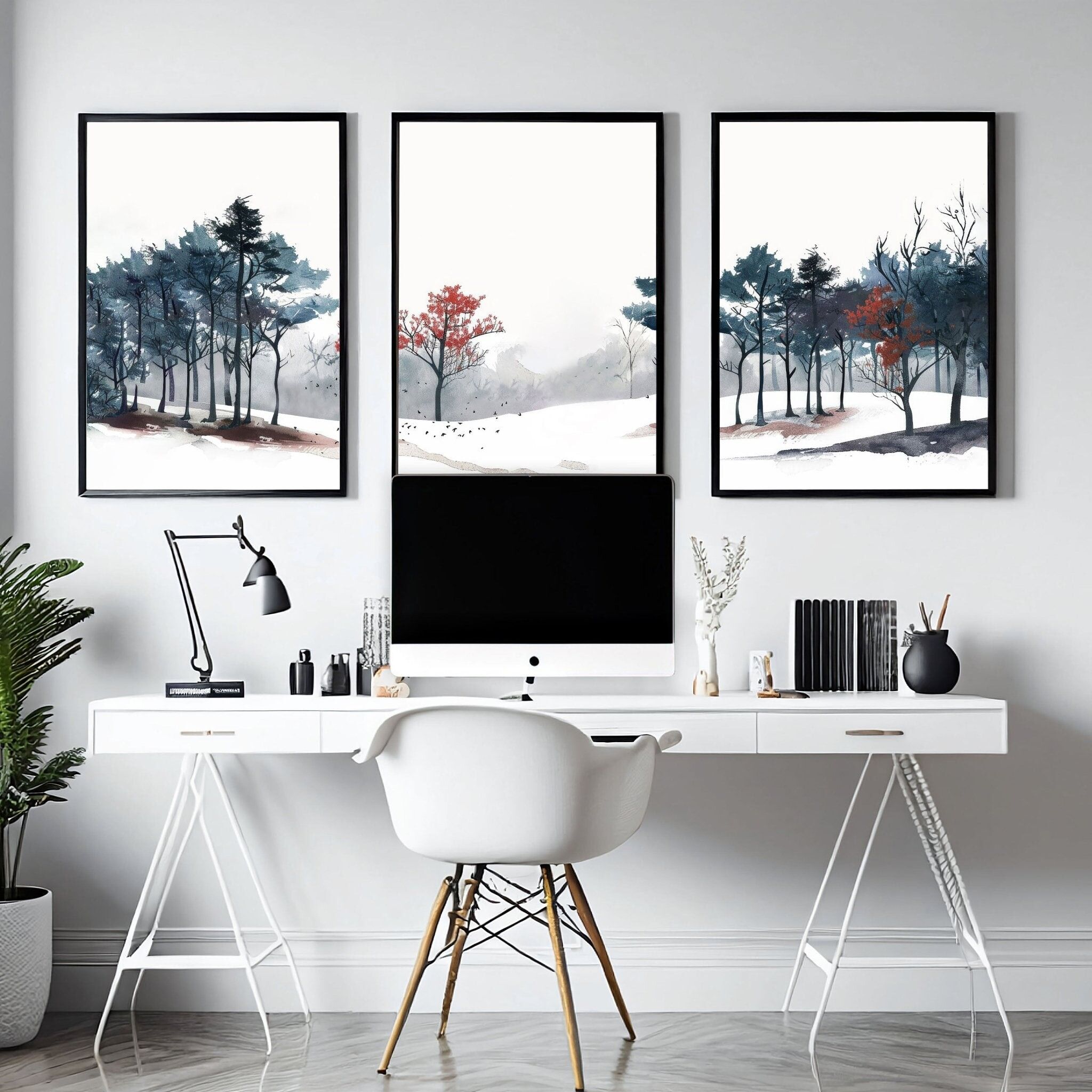 Idee per decorare le pareti dell'ufficio | Set di 3 stampe artistiche da parete