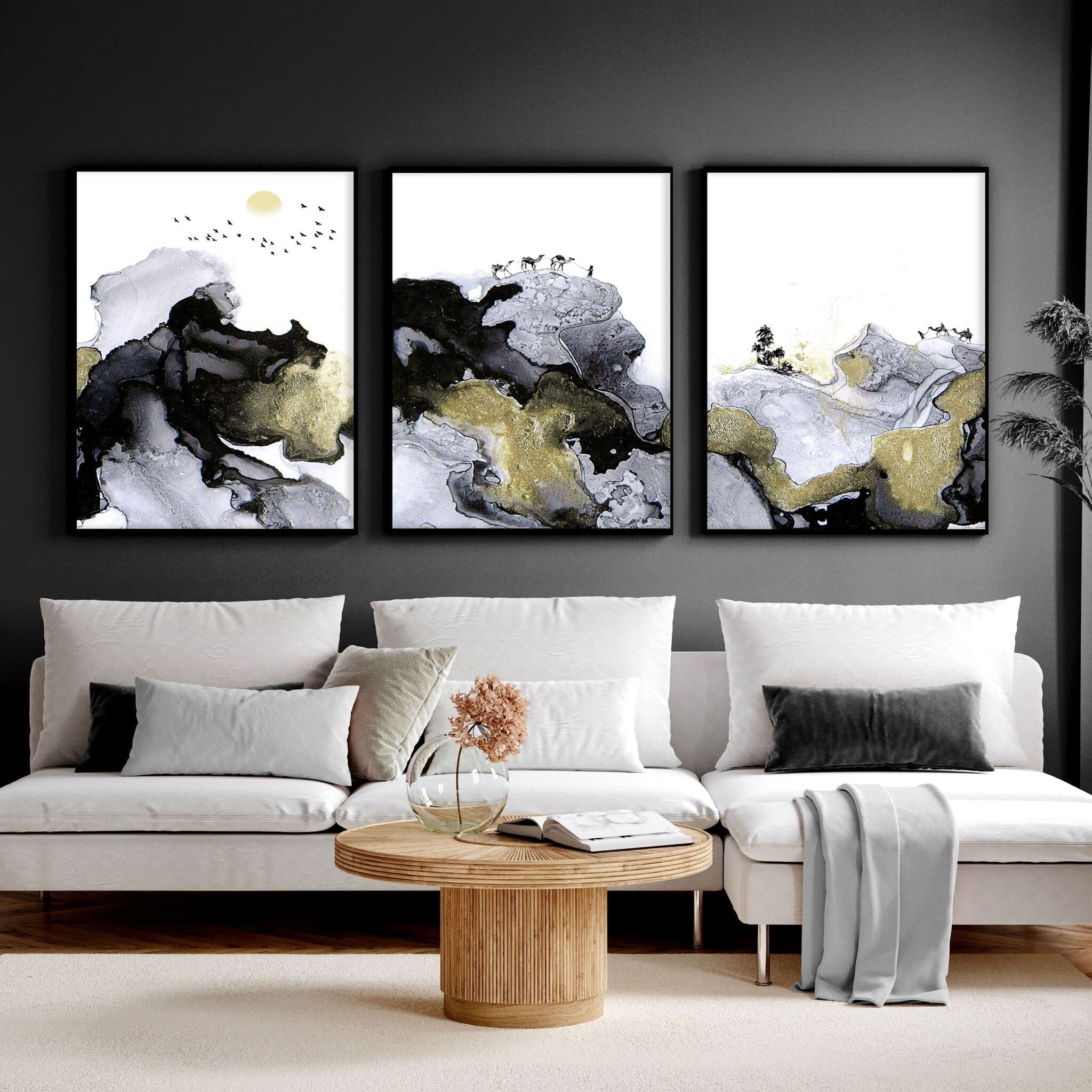 Stampe artistiche da parete per il soggiorno | Set di 3 stampe artistiche da parete