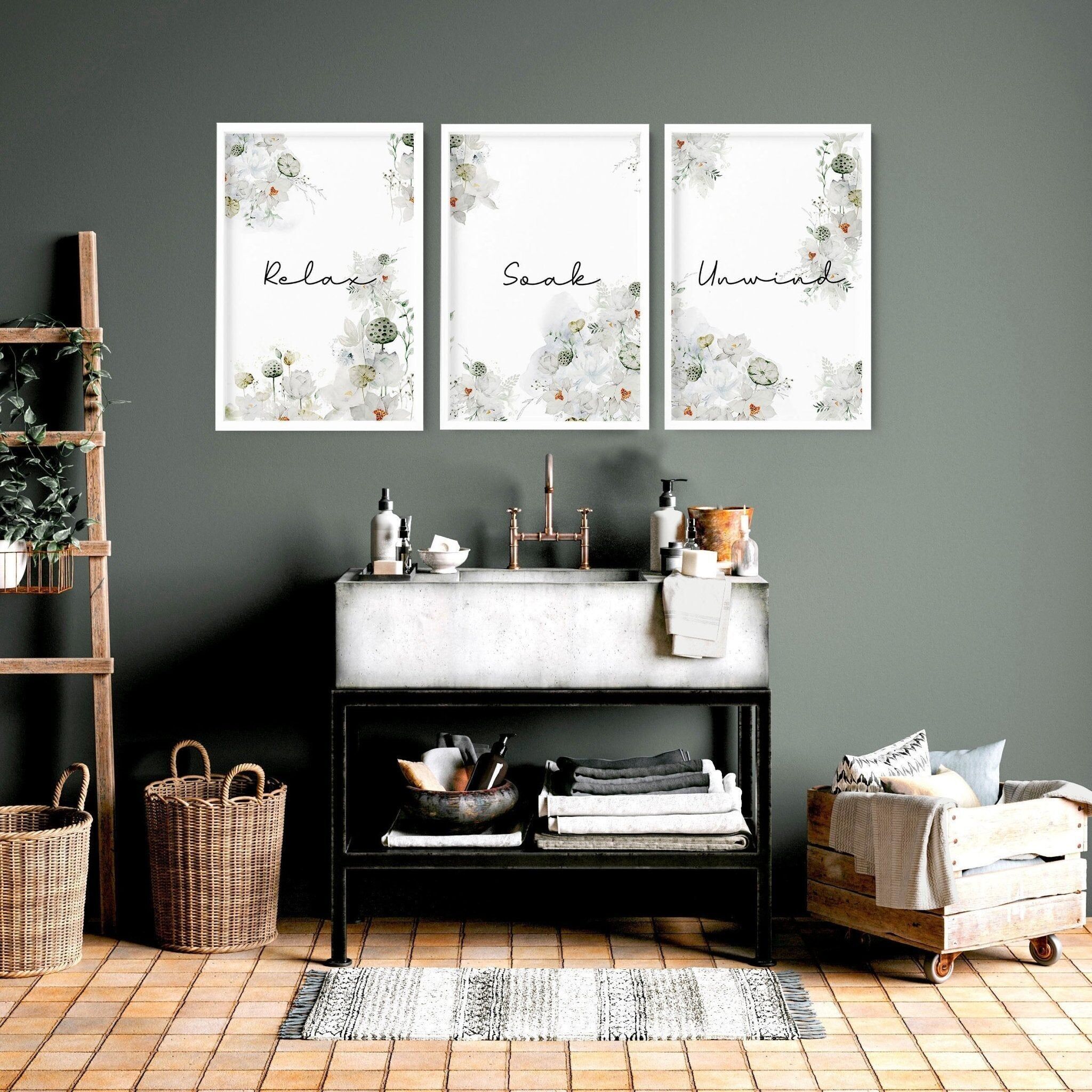 Decorazioni country per il bagno Set di 3 decorazioni da parete