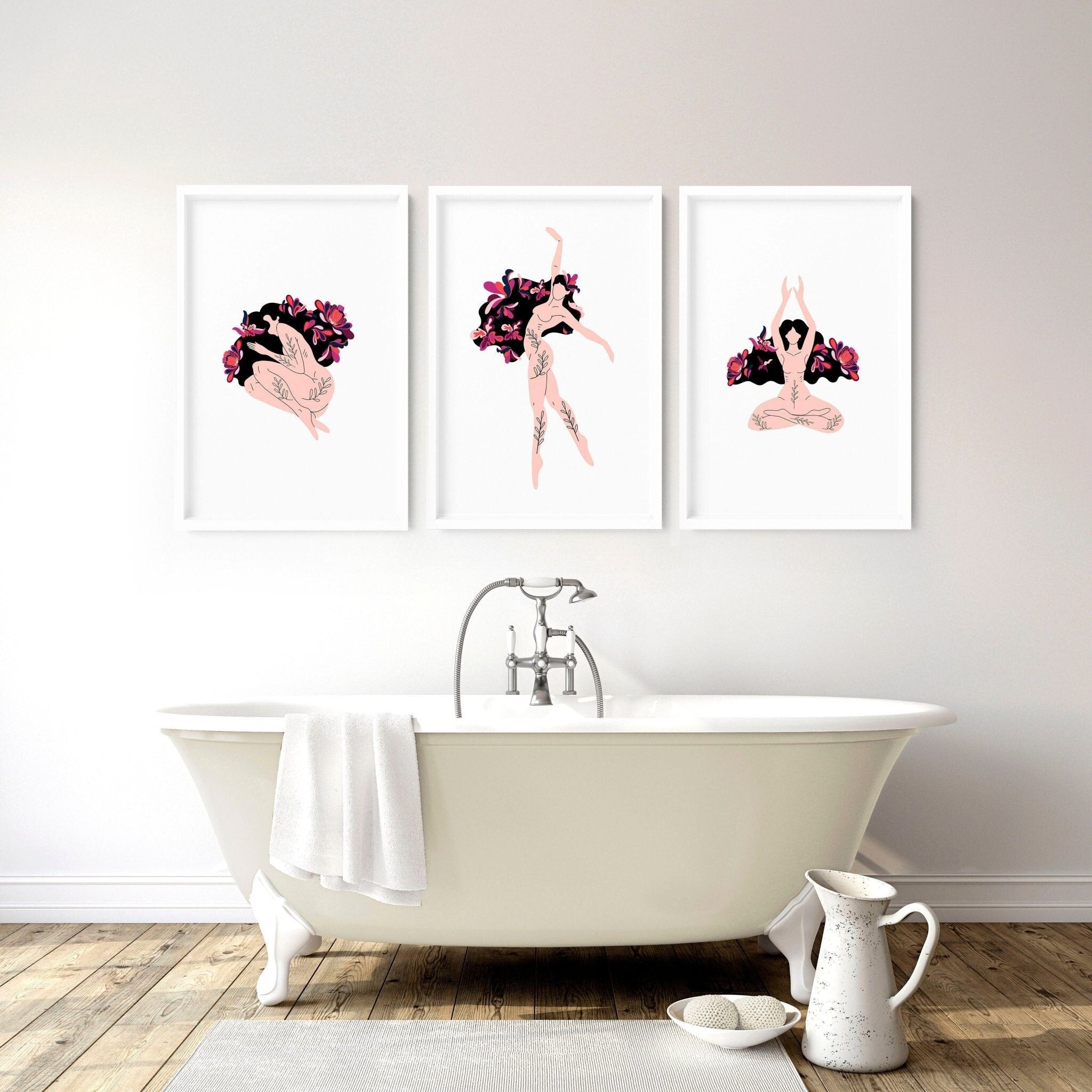 Stampe artistiche per il bagno | Set di 3 stampe artistiche da parete