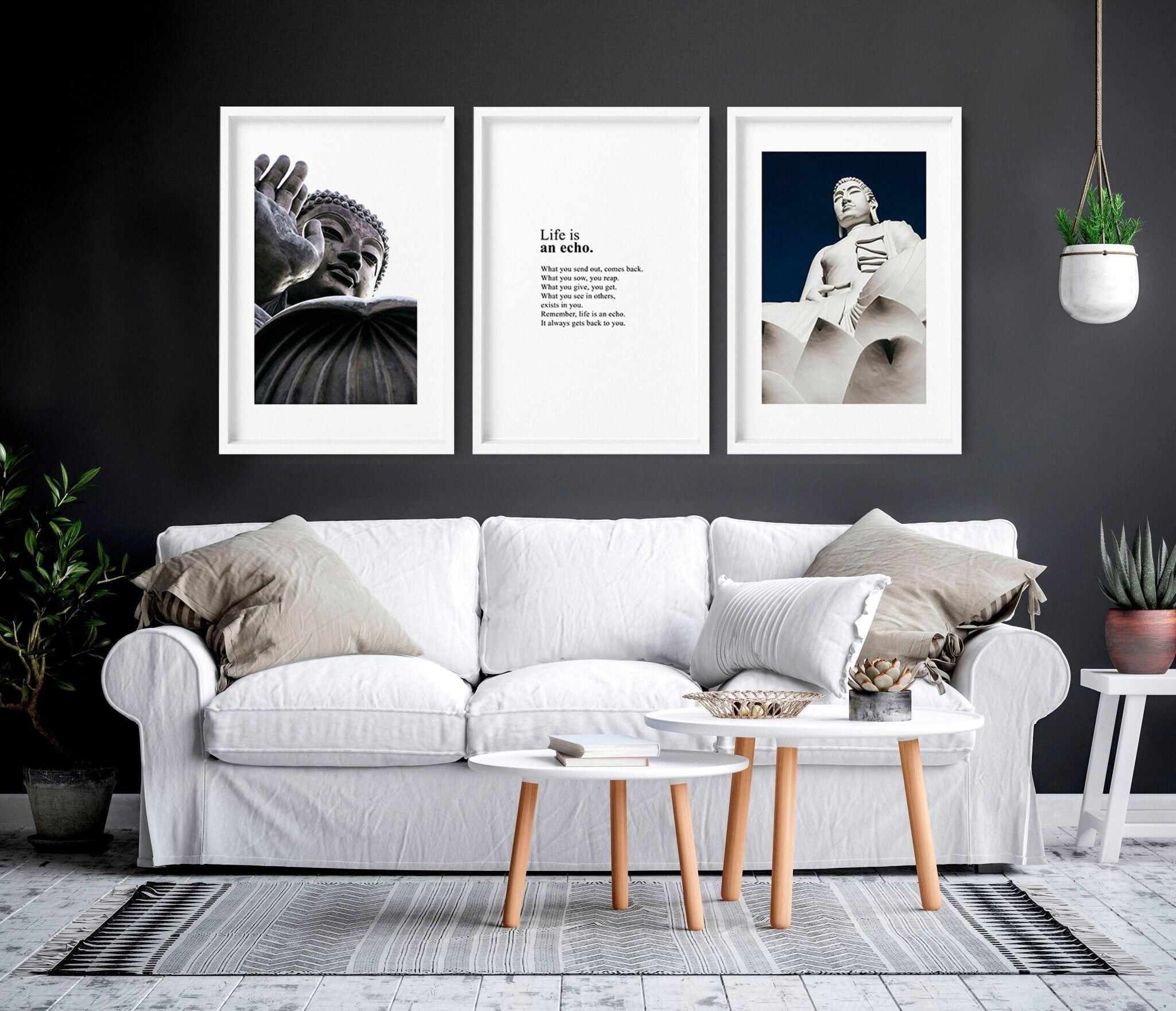 Arte della parete buddista | set di 3 stampe artistiche da parete