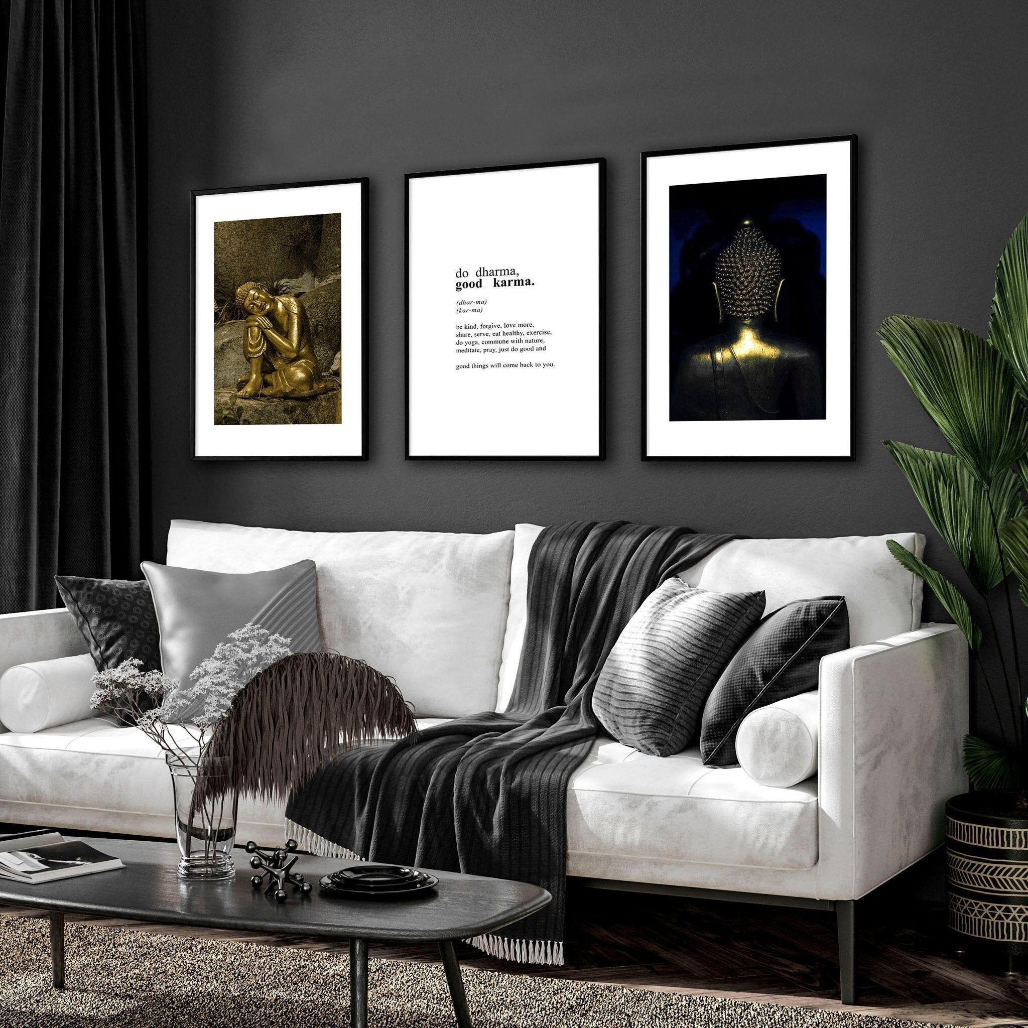 Citazione ispiratrice | Set di 3 stampe da parete raffiguranti Buddha