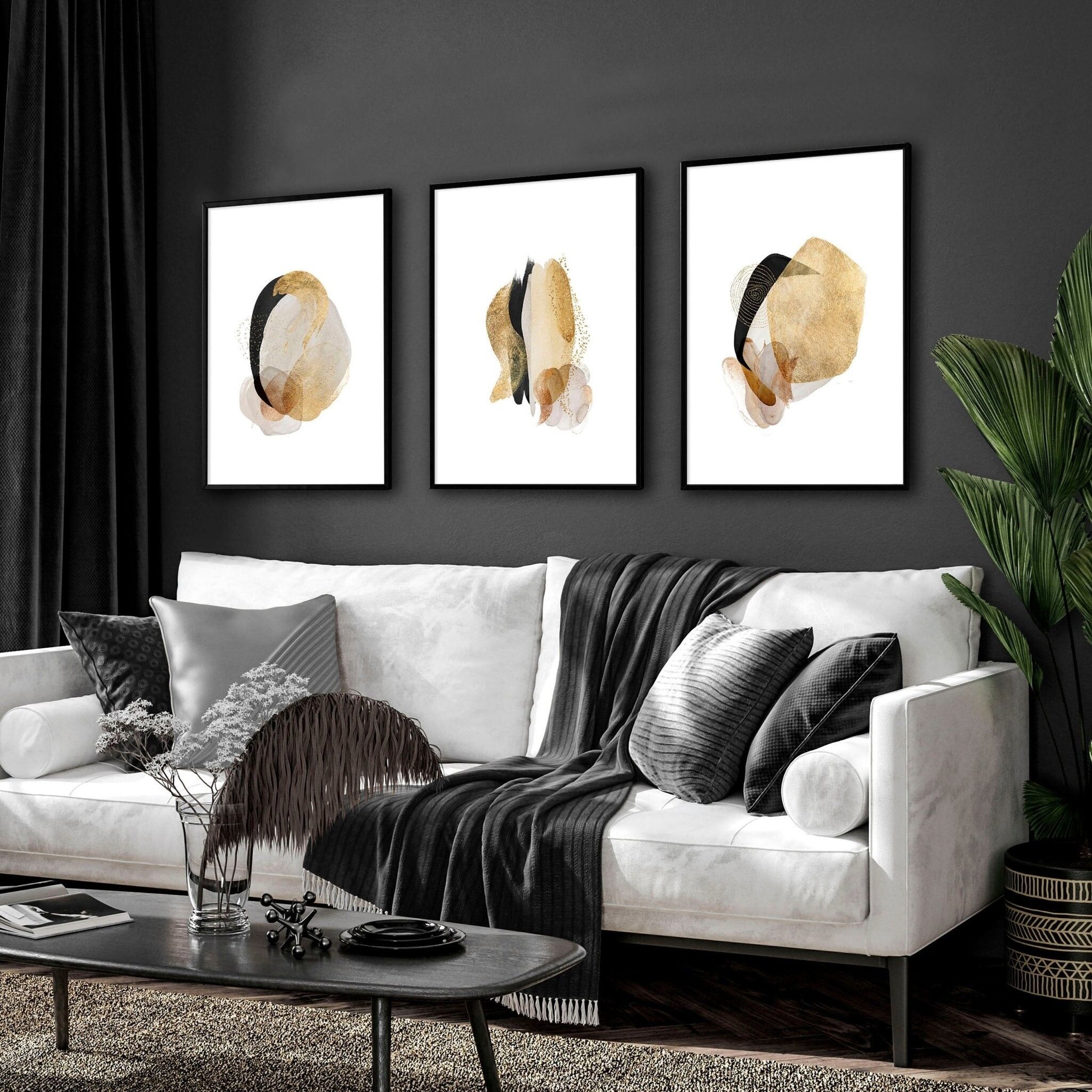Stampe astratte | set di 3 stampe da parete per il soggiorno