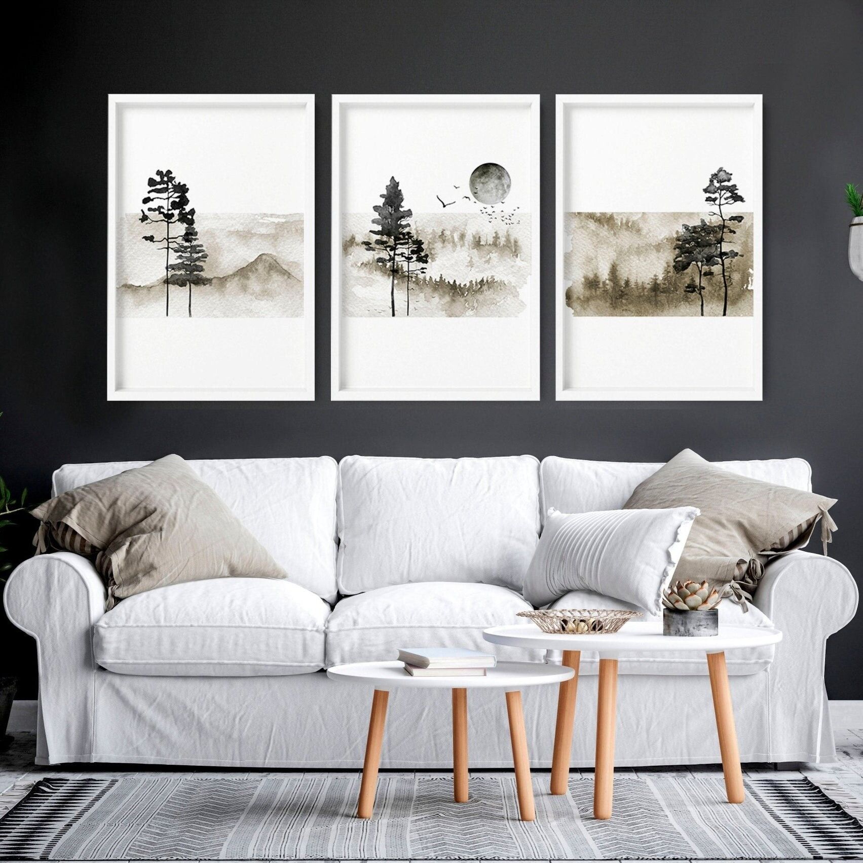 Decorazione murale scandinava | set di 3 quadri con cornice