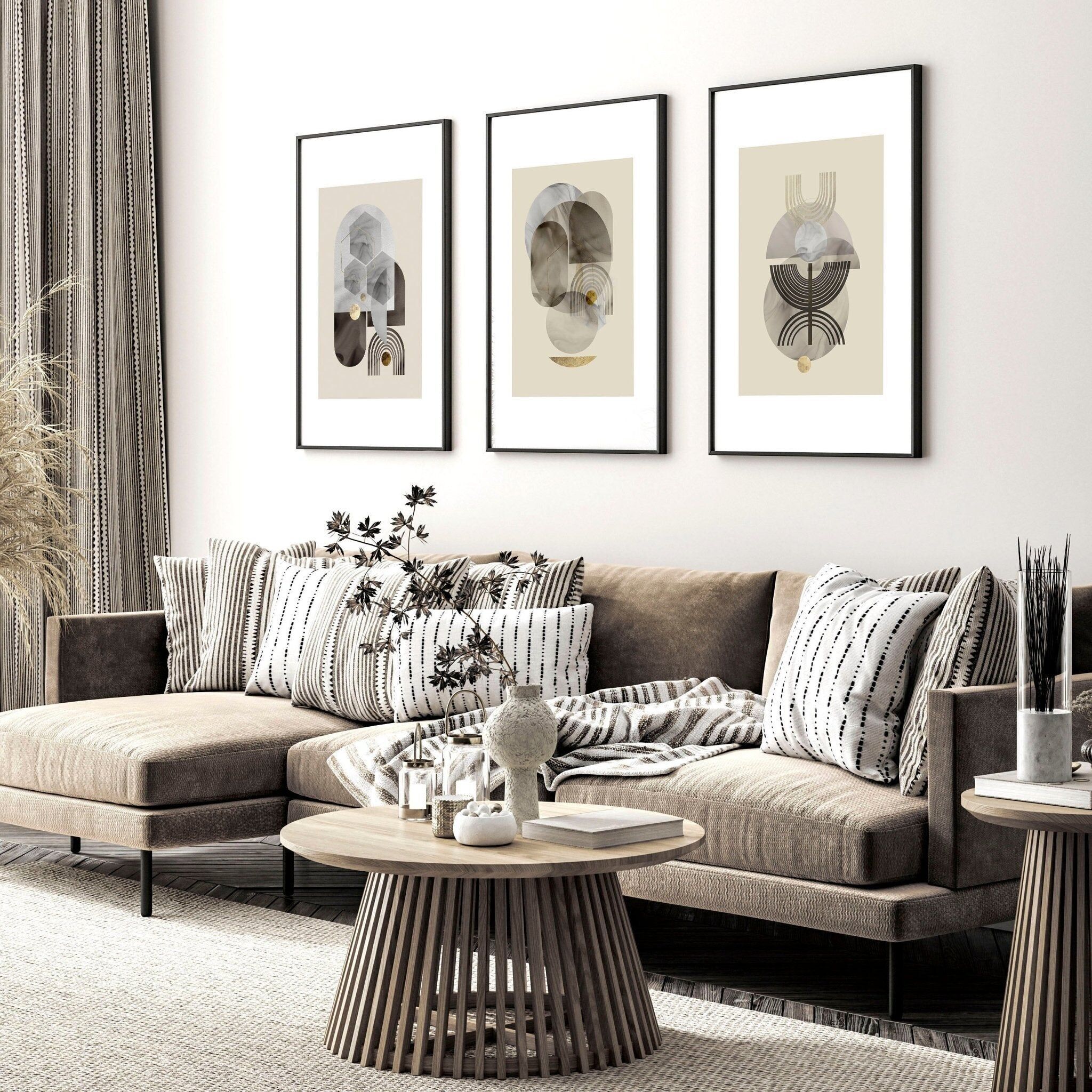 Stampe da parete neutre | Set di 3 stampe da parete incorniciate