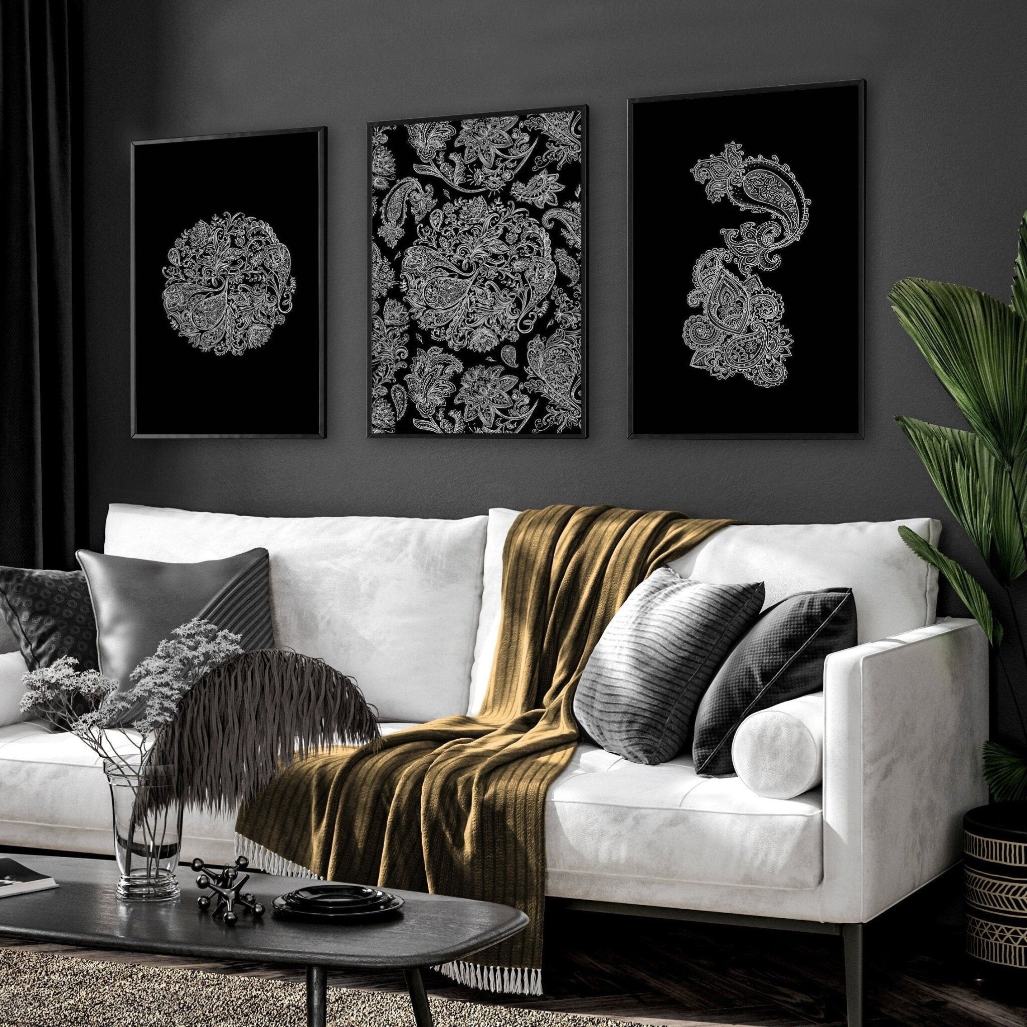 Arte murale bohémien | set di 3 stampe artistiche da parete incorniciate