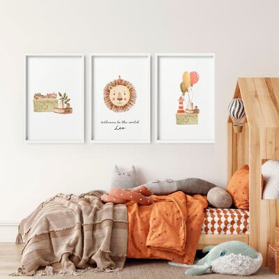 Décoration murale animalière pour chambre d'enfant | Lot de 3 impressions murales