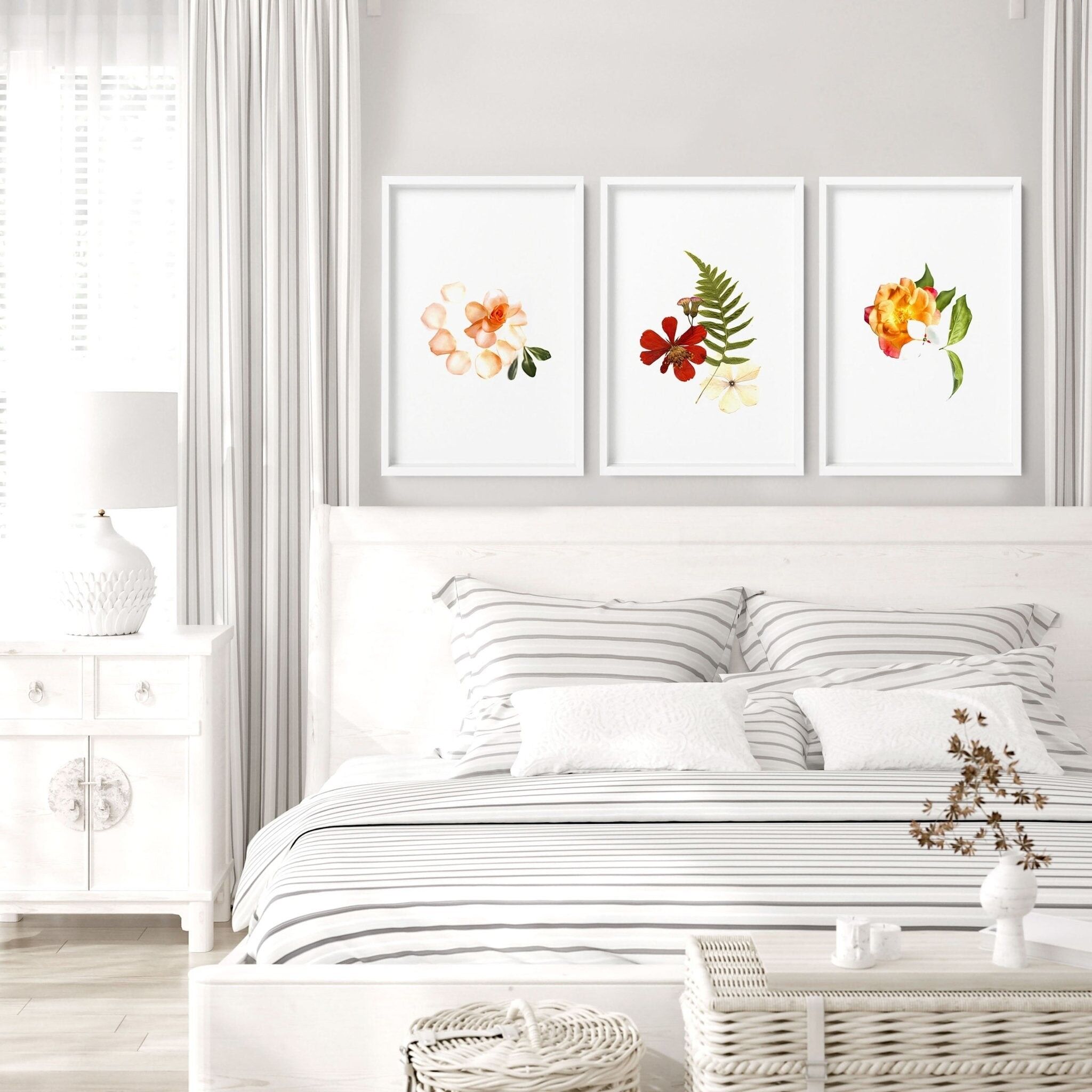 Bedroom pictures for walls | set of 3 framed wall art