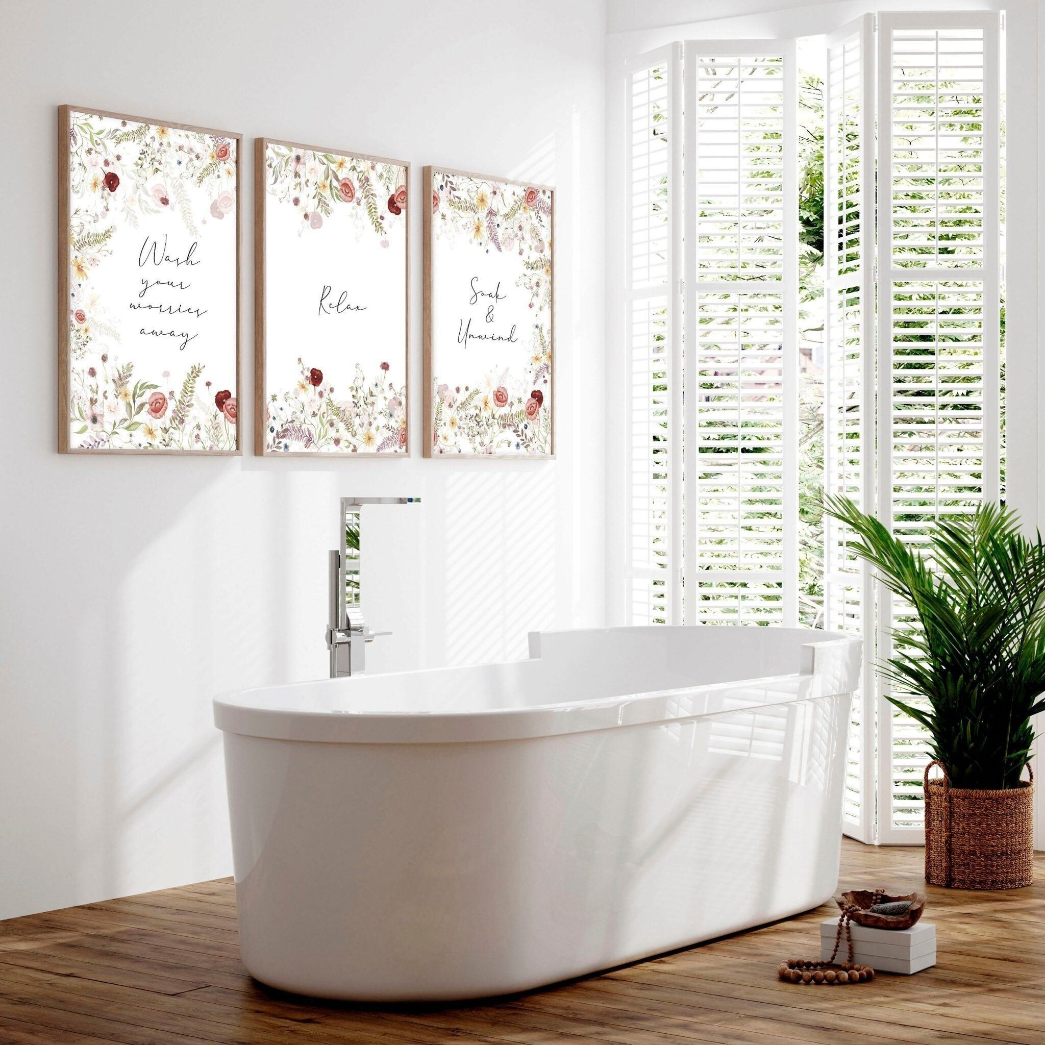 Arte per la parete del bagno | set di 3 opere d'arte da parete Shabby Chic