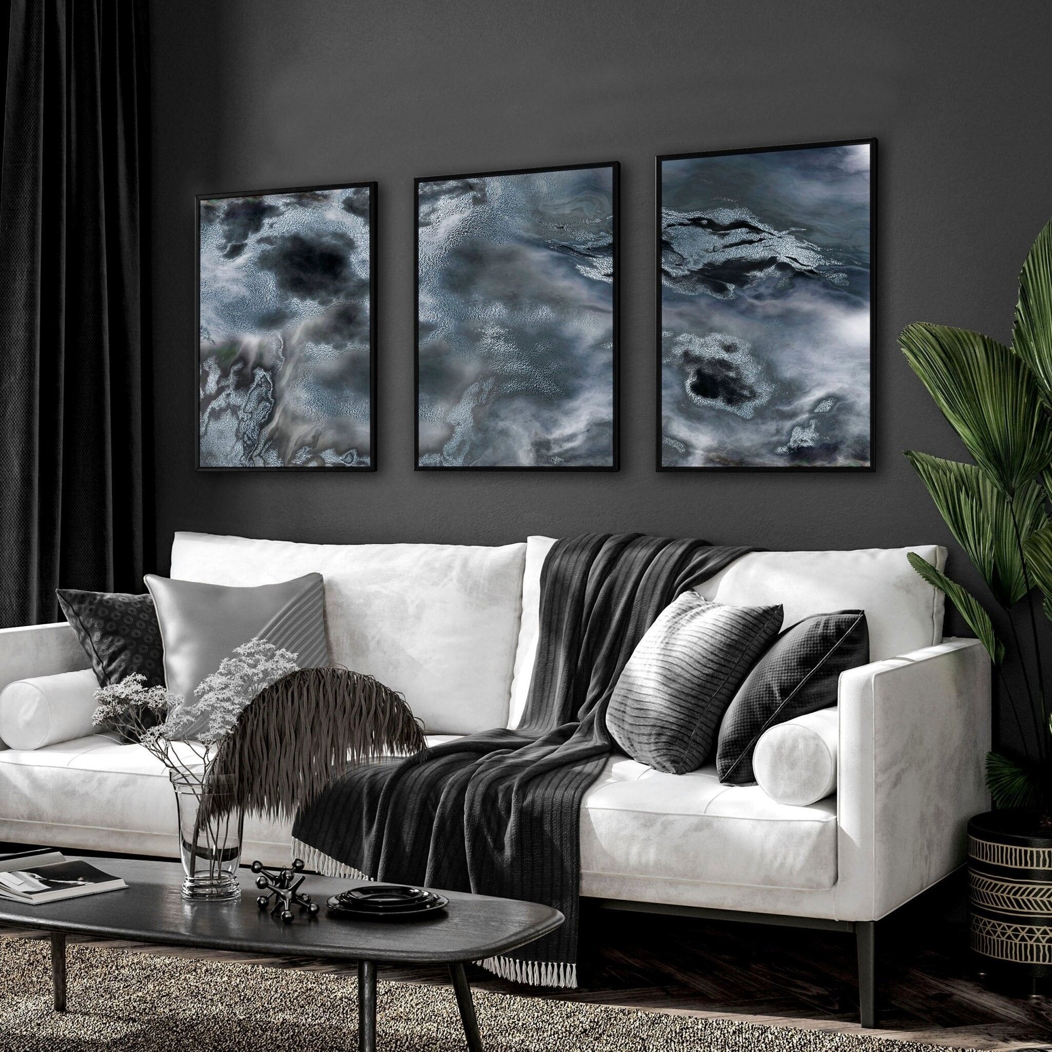 Arte murale color verde acqua | set di 3 stampe artistiche da parete con cornice