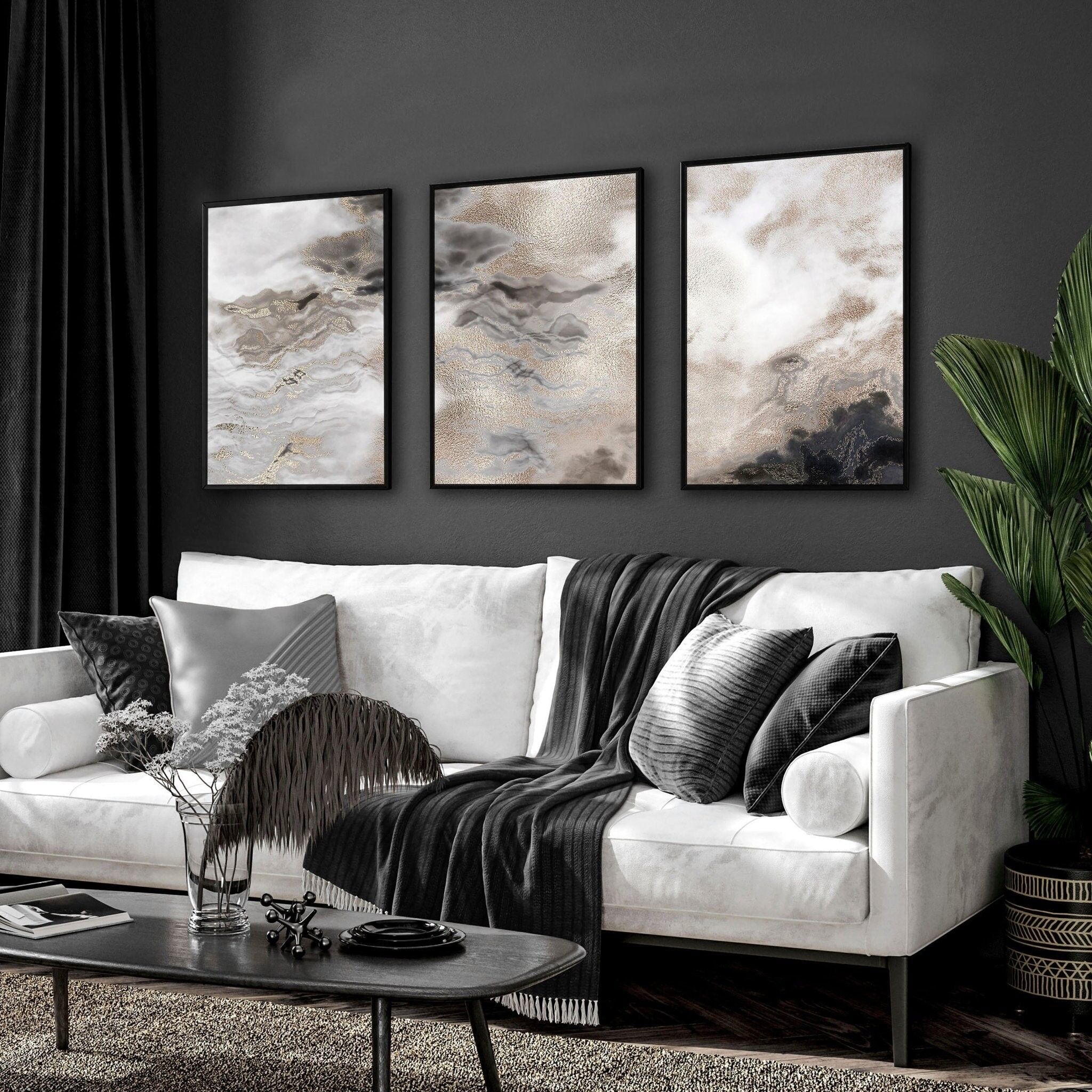 Articoli per l'arredamento della casa | set di 3 stampe artistiche da parete neutre