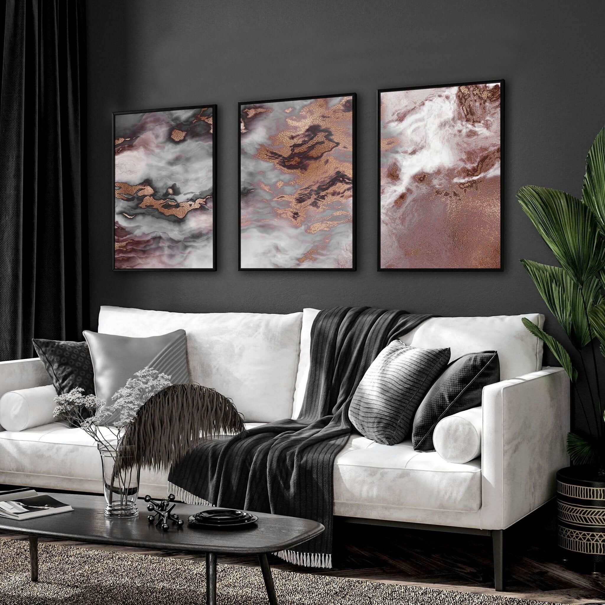 Decorazione artistica da parete contemporanea | set di 3 stampe artistiche da parete incorniciate