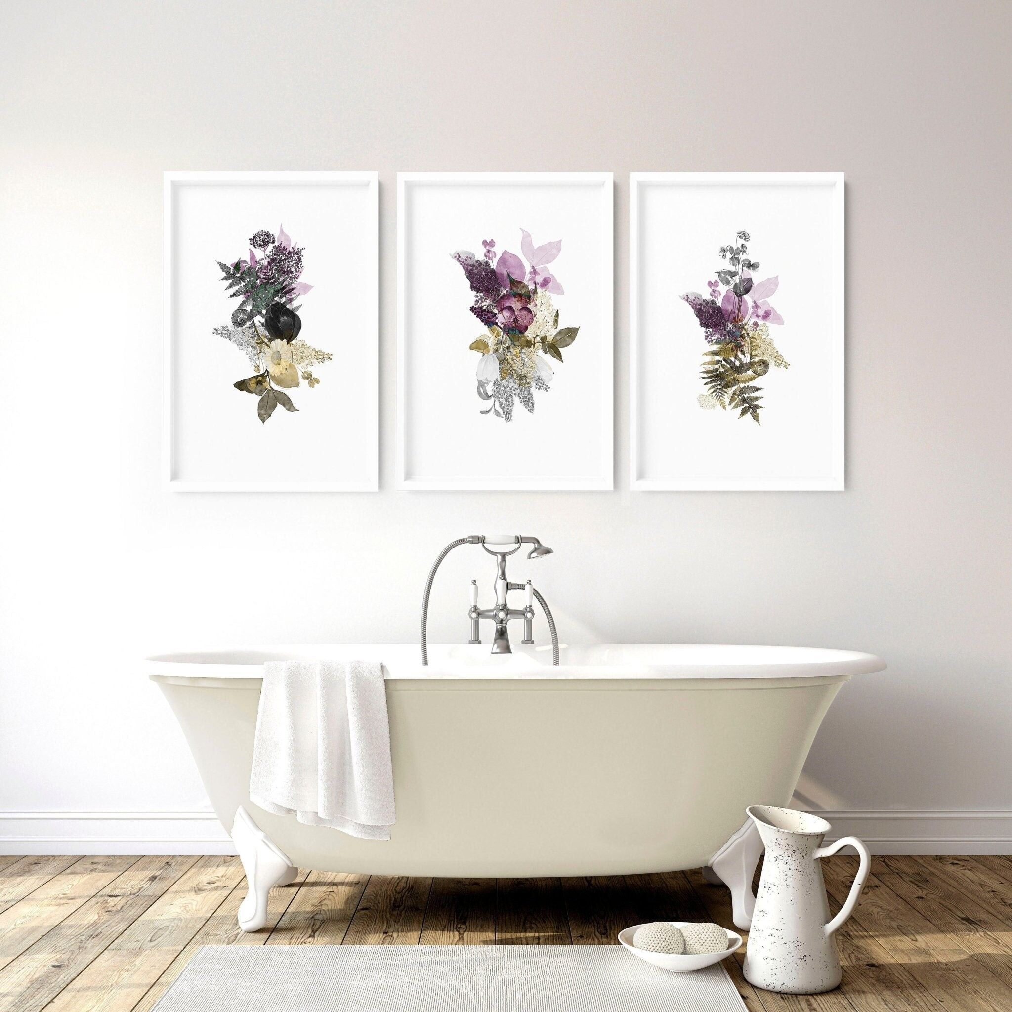 Tableaux muraux pour salle de bain | lot de 3 impressions murales Farmhouse