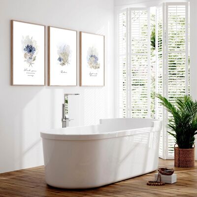 Tableaux pour salle de bain | lot de 3 impressions murales côtières