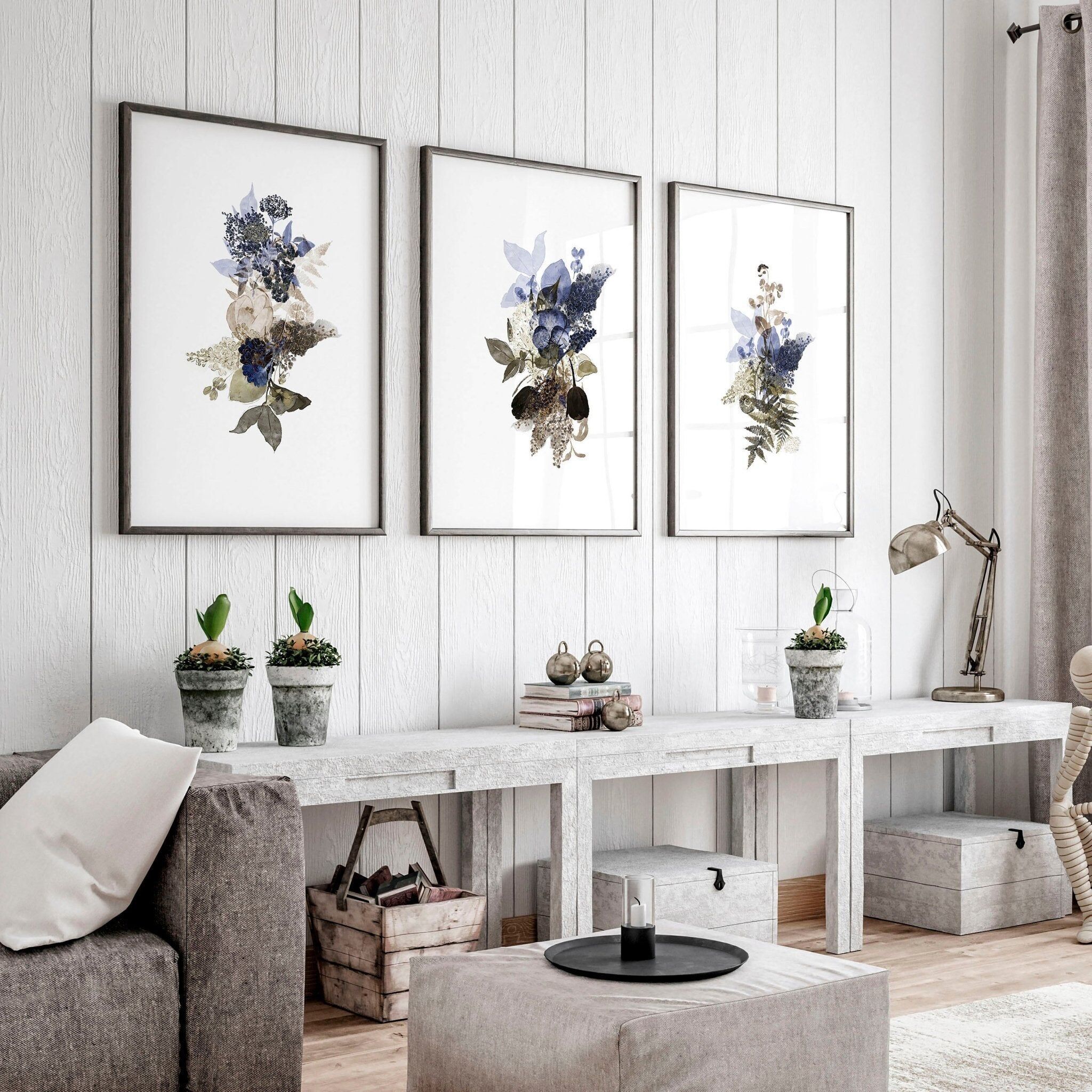 Arte murale per la casa | set di 3 opere d'arte murale per il soggiorno