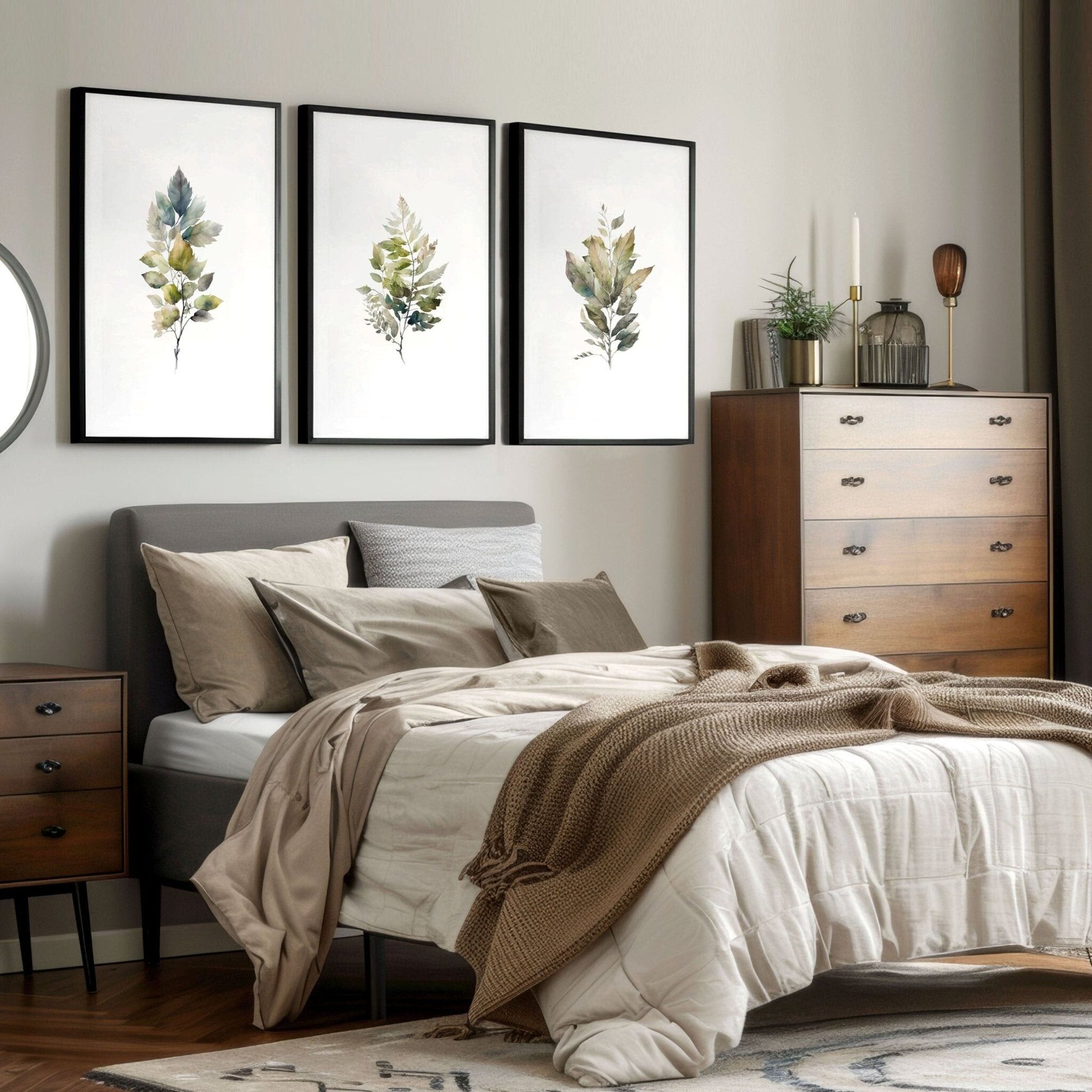 Acquerello Botanico | Set di 3 stampe artistiche da parete