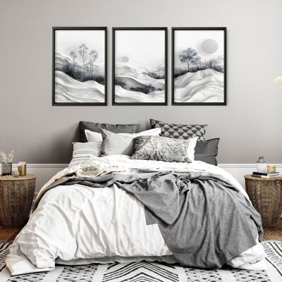 Arte murale per camera da letto maschile | Set di 3 stampe artistiche da parete