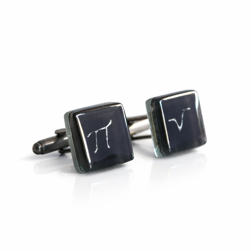 Gemelos de ciencia con símbolos matemáticos Pi y raíz cuadrada, Color negro, Accesorios de boda para hombre.