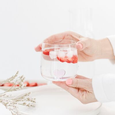 Vaso de agua "Corazón" rosa 400 ml set de 2