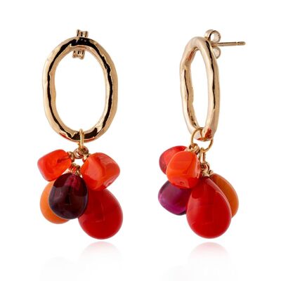 Boucles d'oreilles créoles ovales en verre de Murano LALETI, plaquées or, orange W