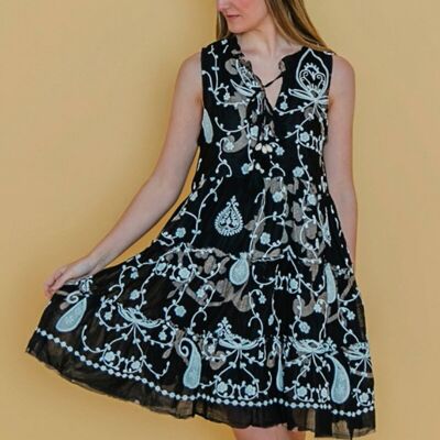 ROBE COURTE FABIANNE À IMPRIMÉ NOIR