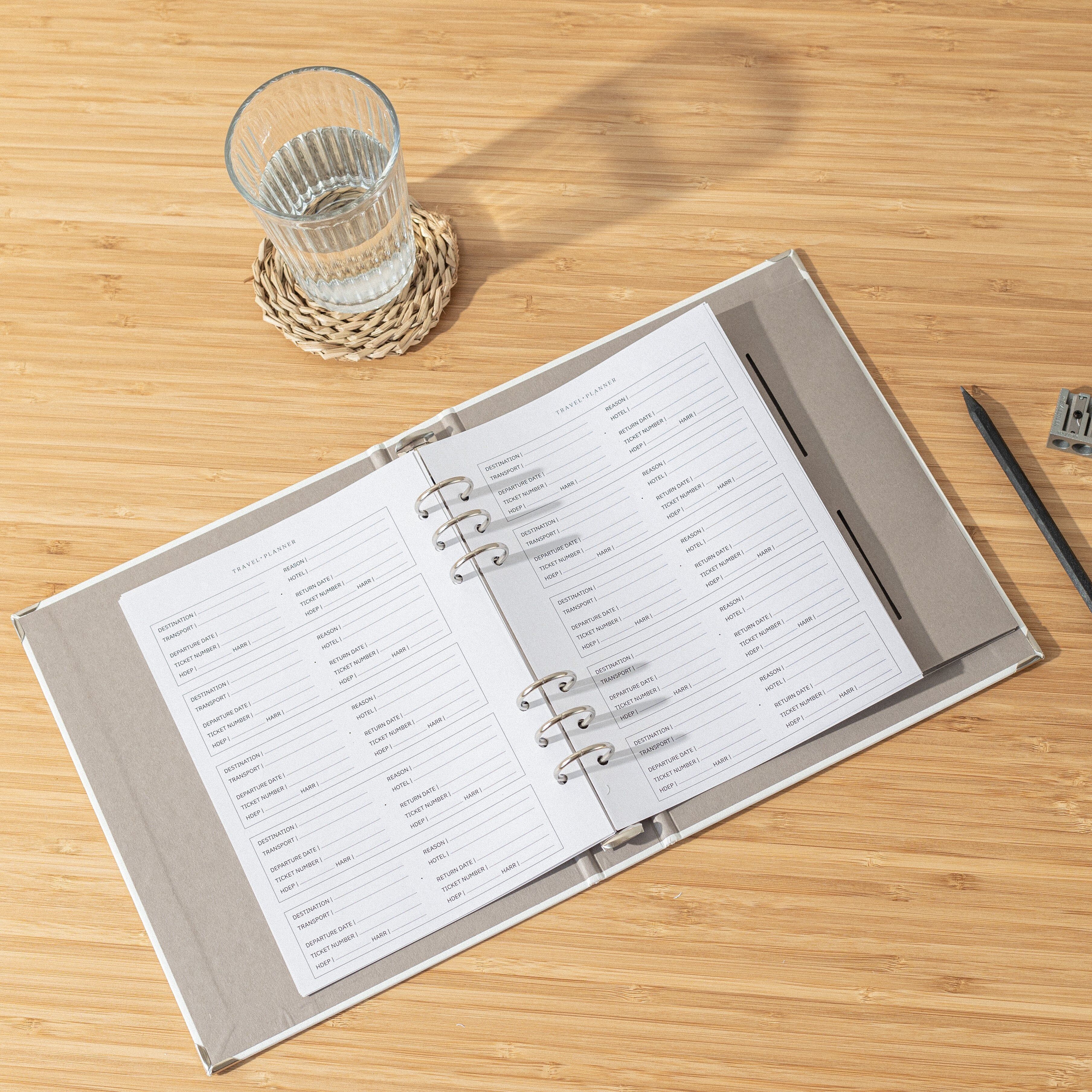 Planificador de Viajes · Recambio agenda anillas