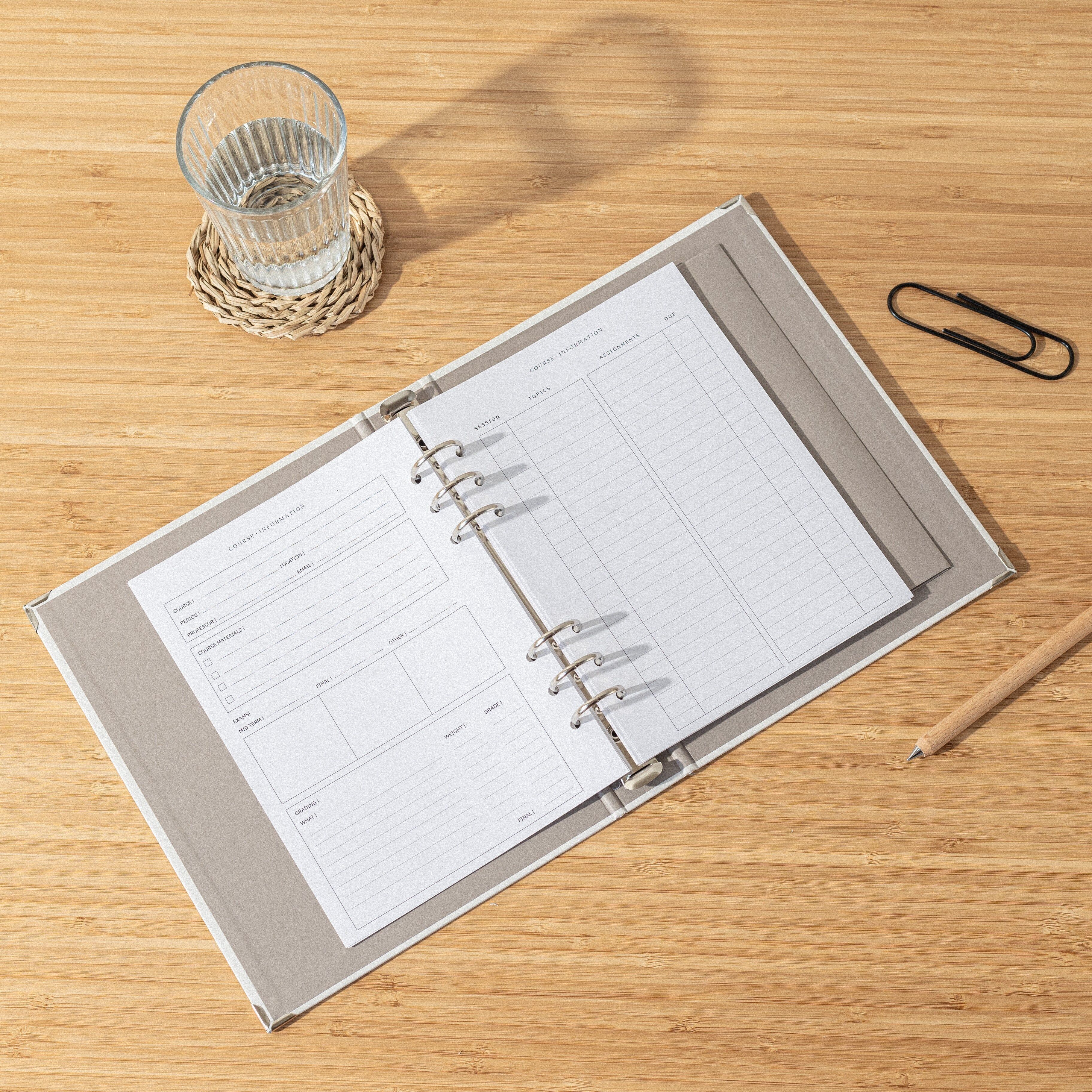 Información de Asignaturas · Recambio agenda anillas